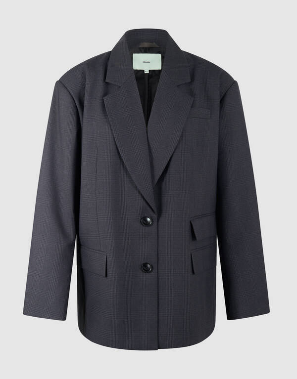 Oversized Karo-Blazer Dunkelgrau SHOEBY WOMEN