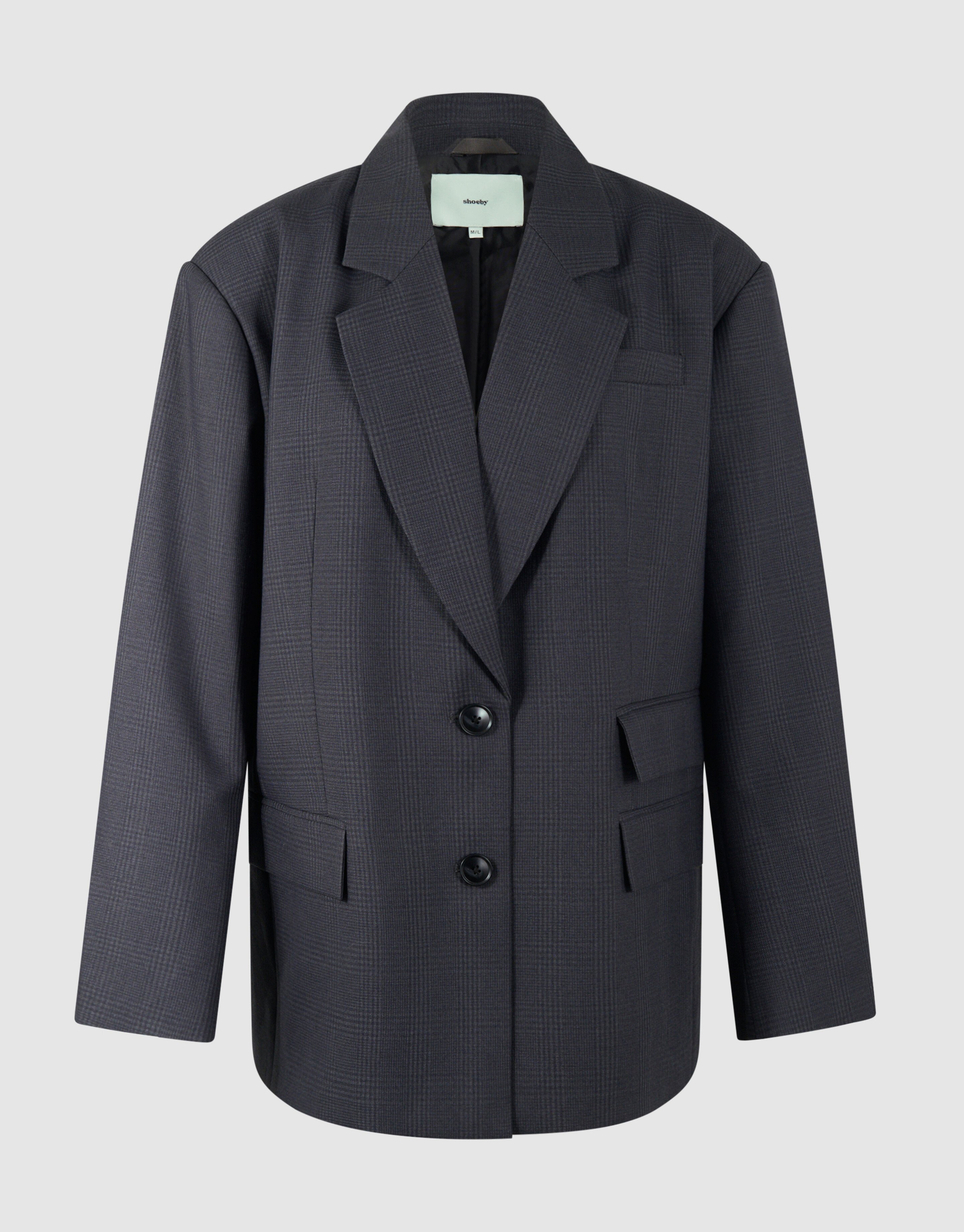 Oversized Karo-Blazer Dunkelgrau SHOEBY WOMEN