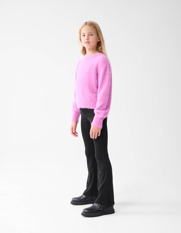 Ausgestellte Rippen-Leggings Schwarz SHOEBY GIRLS