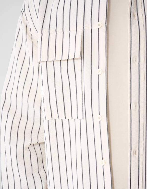 Seersucker-Nadelstreifen-Overshirt Off-White SHOEBY MEN