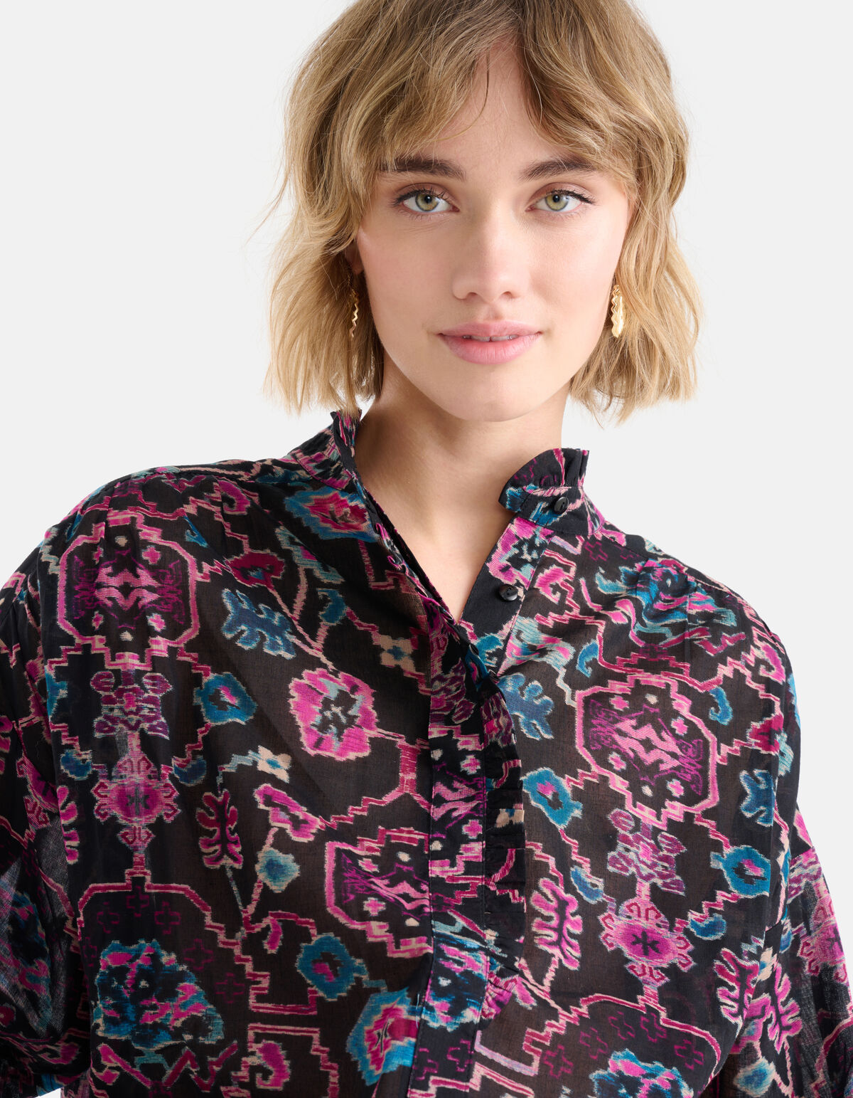 Bluse mit grafischem Druck Schwarz SHOEBY WOMEN