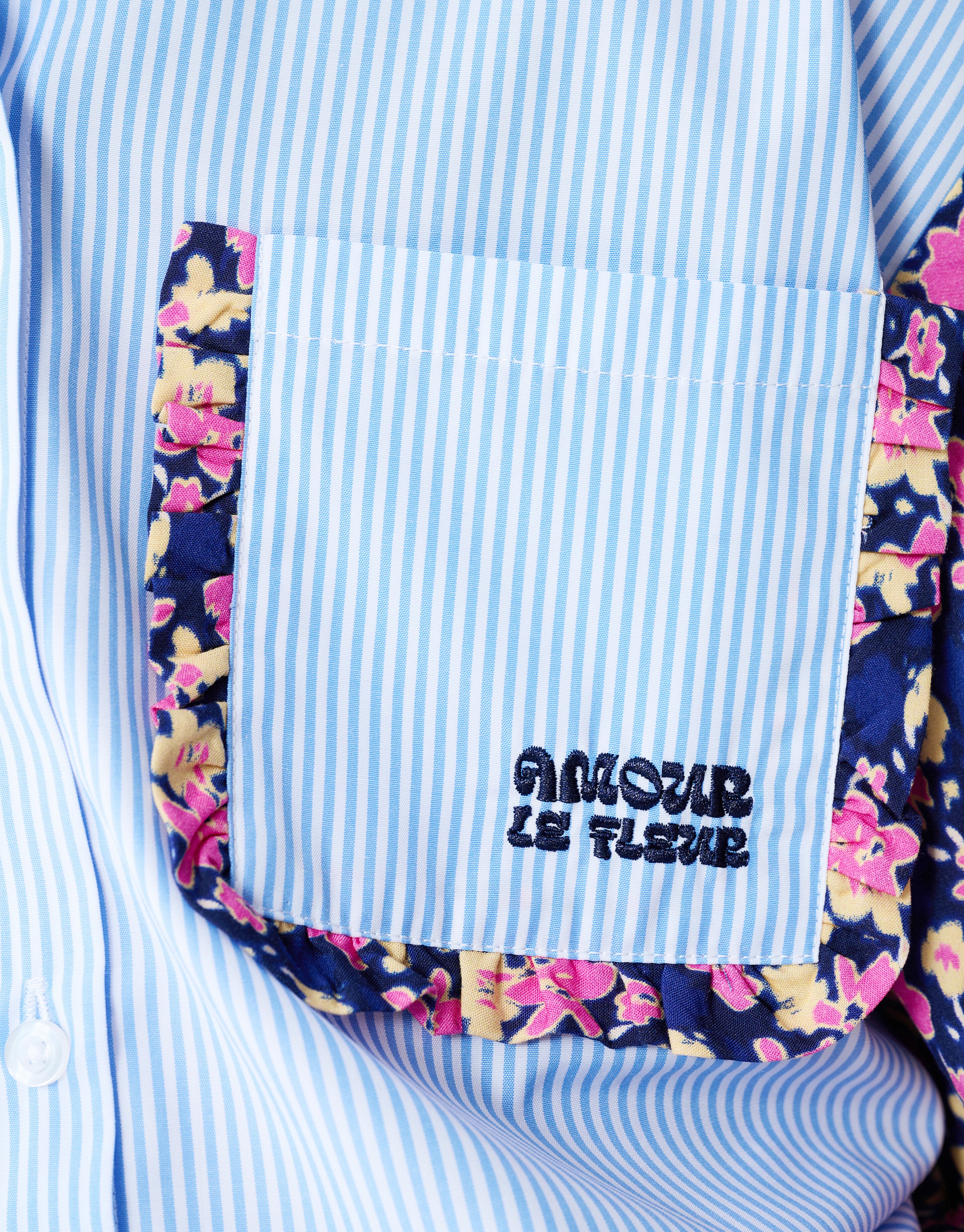 Blumen-Nadelstreifenbluse Hellblau SHOEBY GIRLS