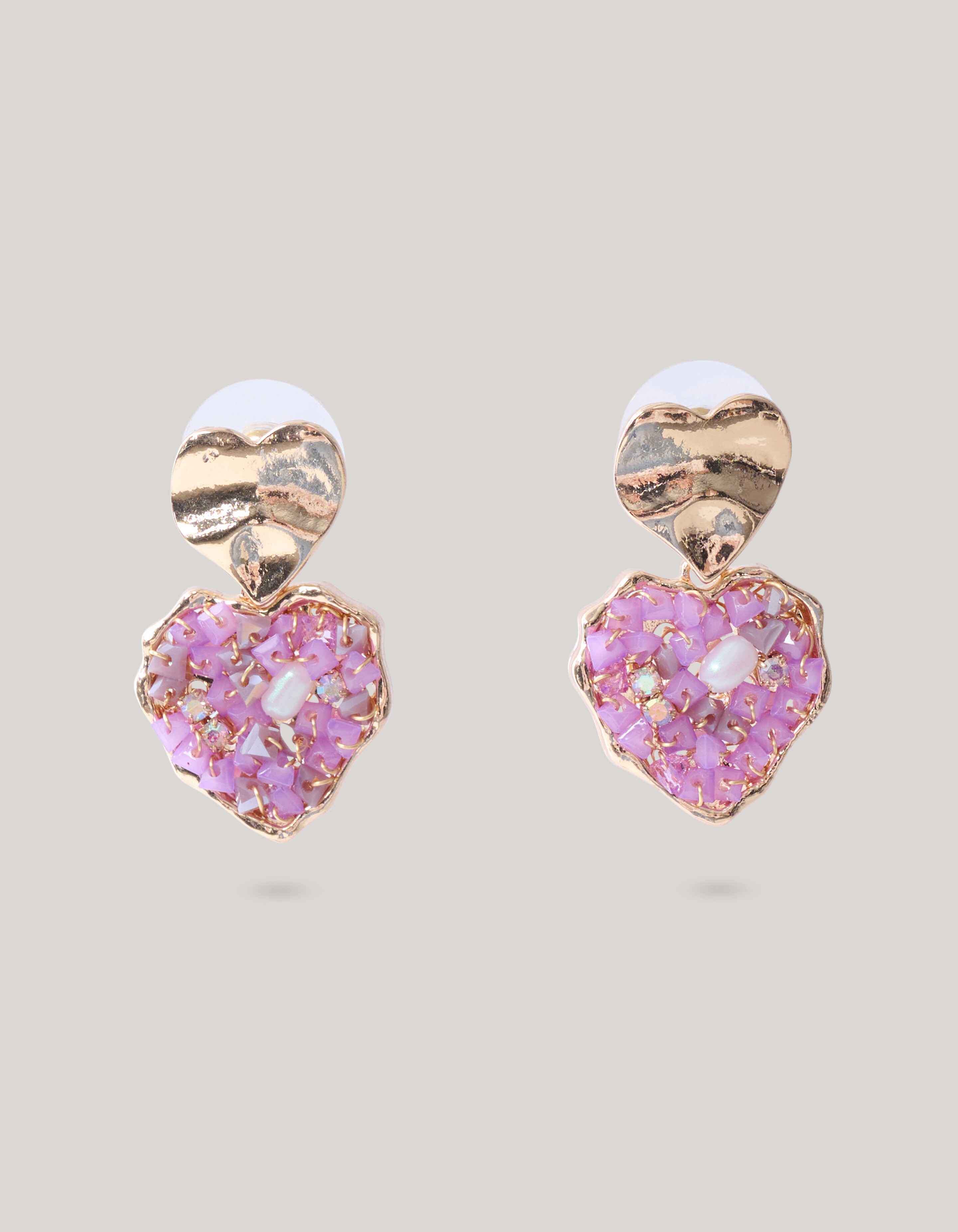 Perlenohrringe Herz Rosa SHOEBY ACCESSOIRES