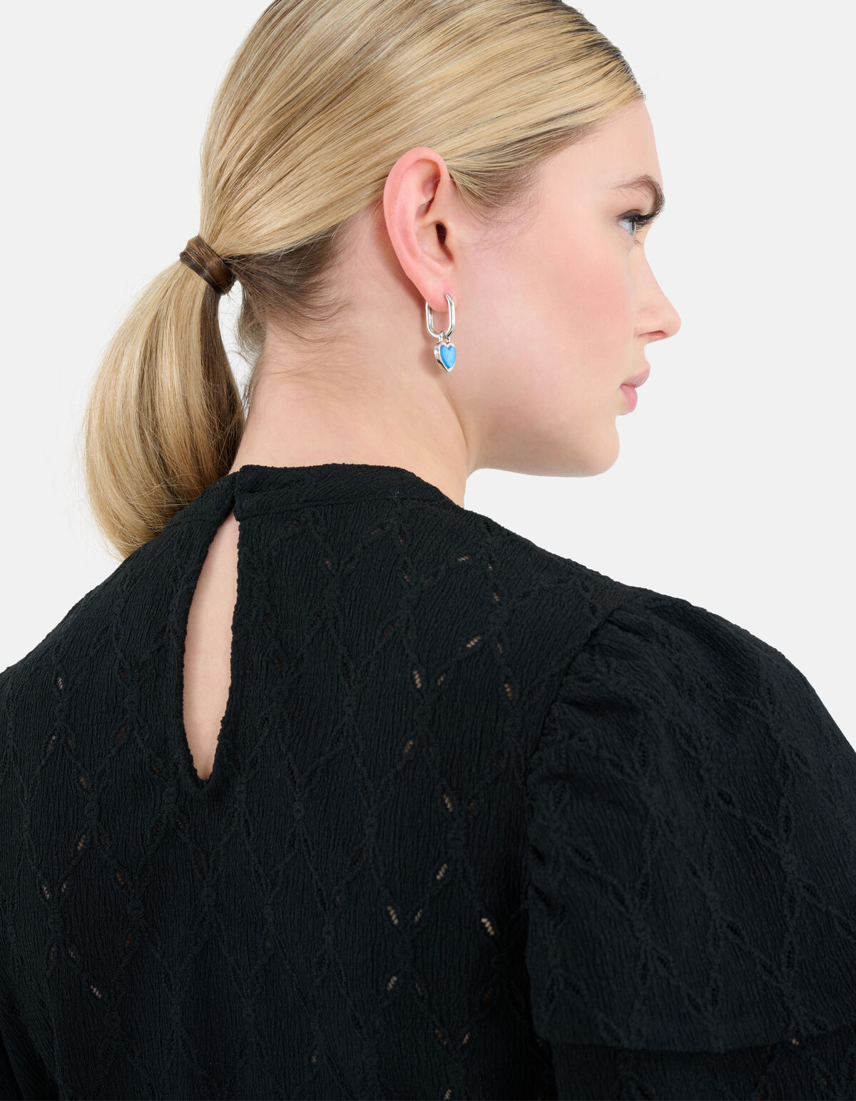 Ajour Ruffle Top Schwarz SHOEBY WOMEN