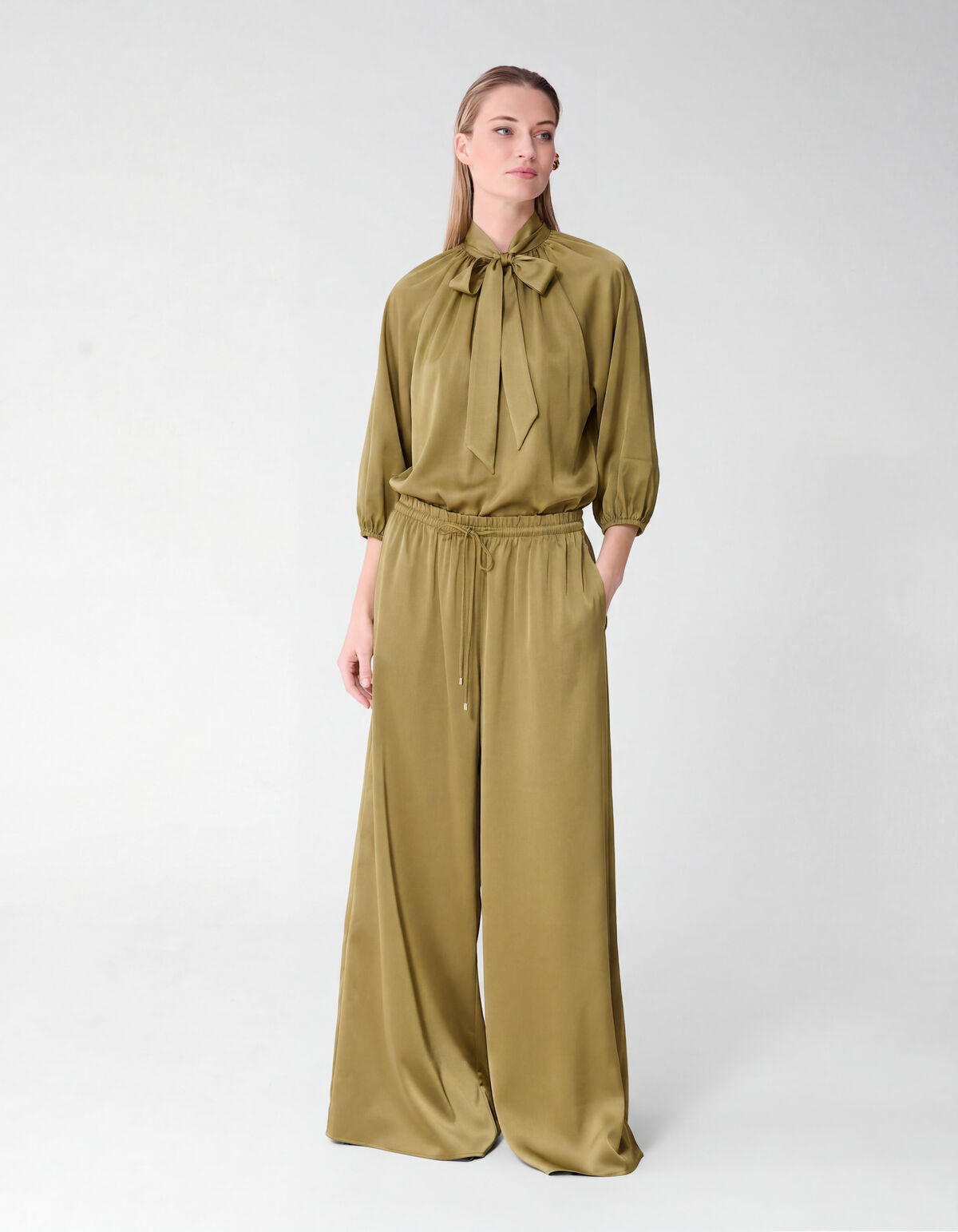 Satin Schleifenbluse Gr&uuml;n von Fred SHOEBY WOMEN