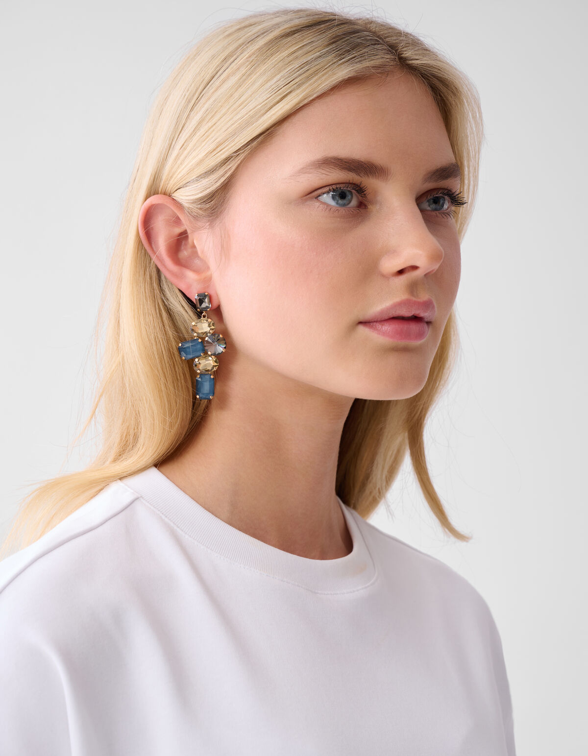 Hängende Strass-Ohrringe Blau SHOEBY ACCESSOIRES