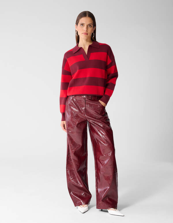 Gestreifte Strickpolo Rot SHOEBY WOMEN