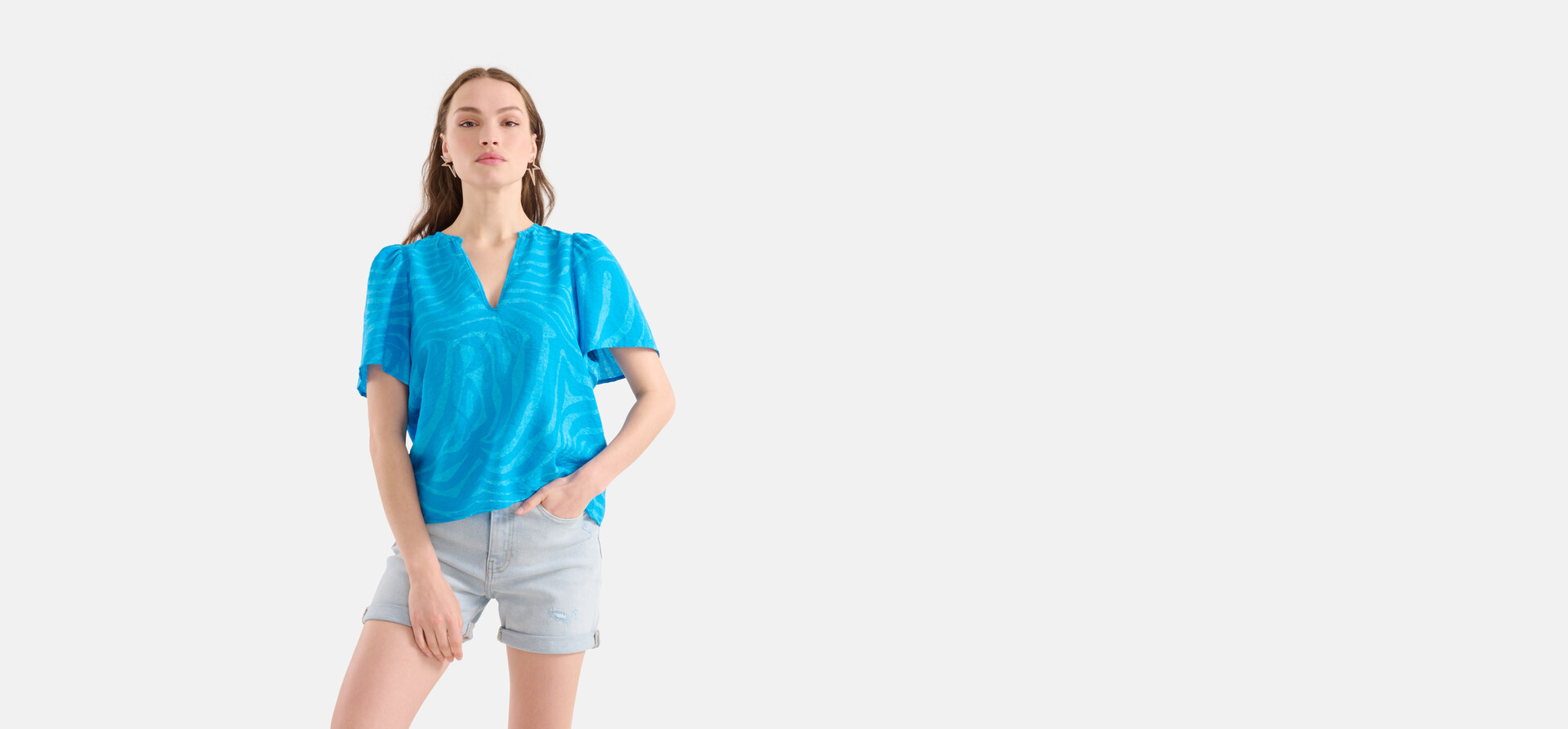 Zebra Print Top Blau SHOEBY WOMEN