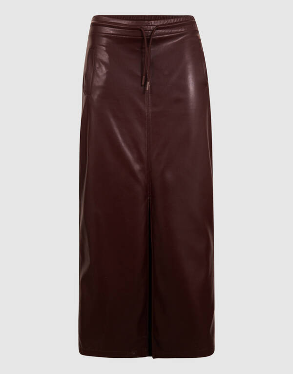 Maxirock aus veganem Leder Dunkelrot SHOEBY WOMEN