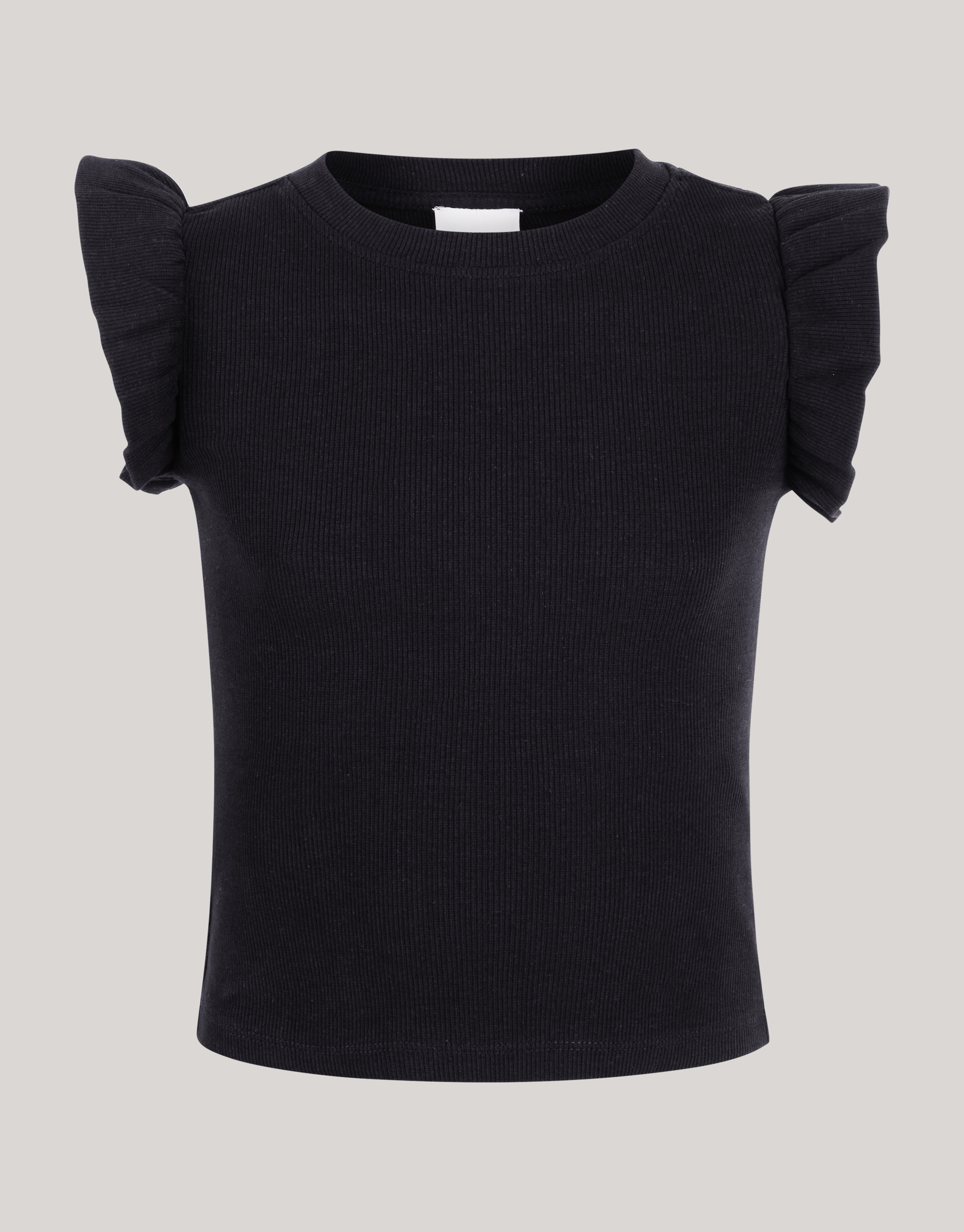 Ruffle Rib Top Schwarz SHOEBY GIRLS
