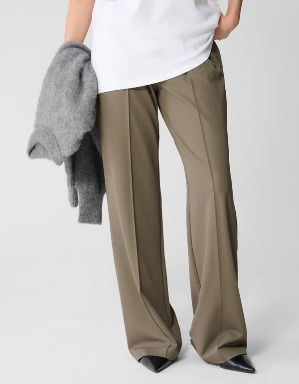 Basic Wide Leg Hose Dunkelgrün SHOEBY WOMEN