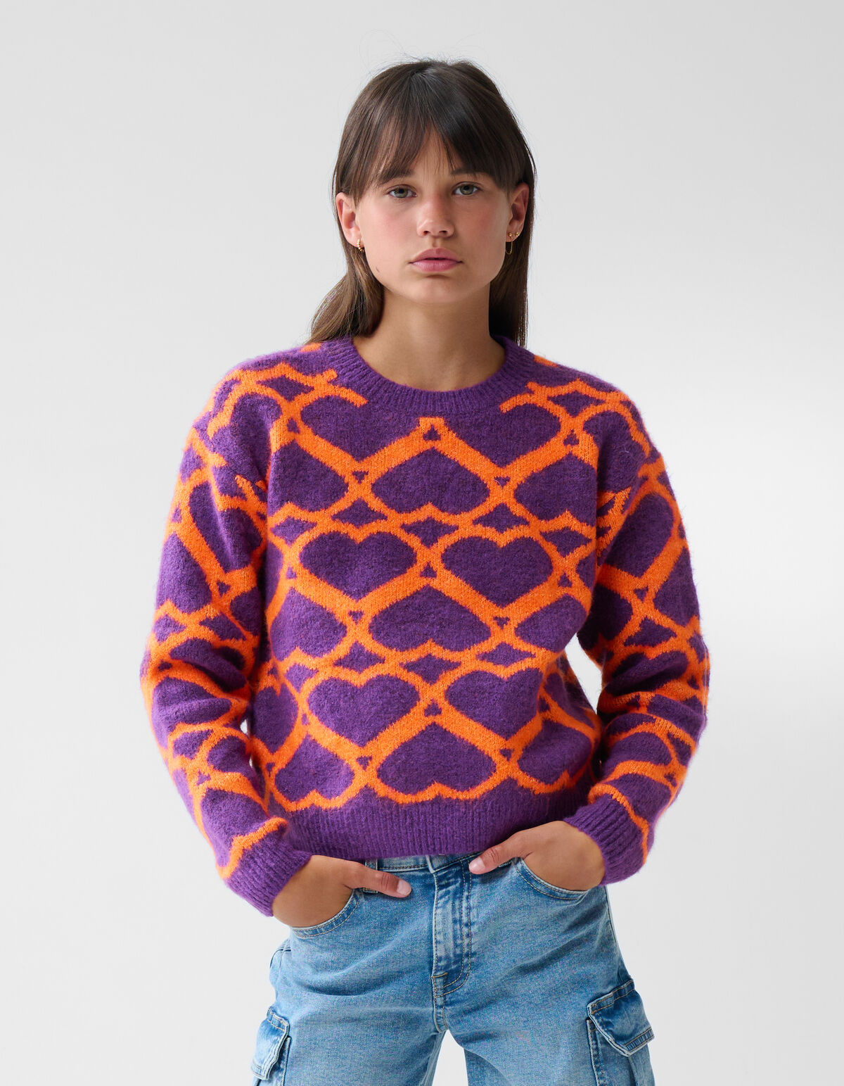 Lila Pullover mit Herzmotiv By Furmey SHOEBY GIRLS