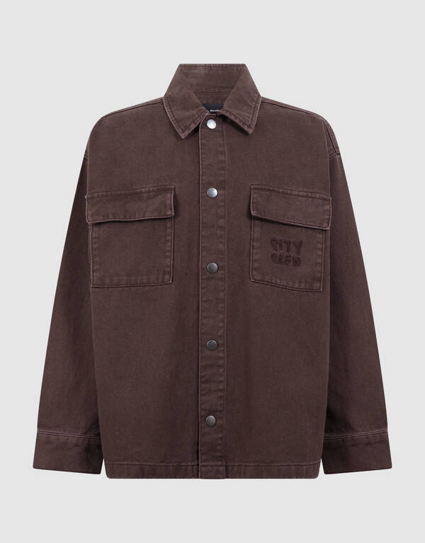 Oversized-Denim-Overshirt Dunkelbraun SHOEBY BOYS