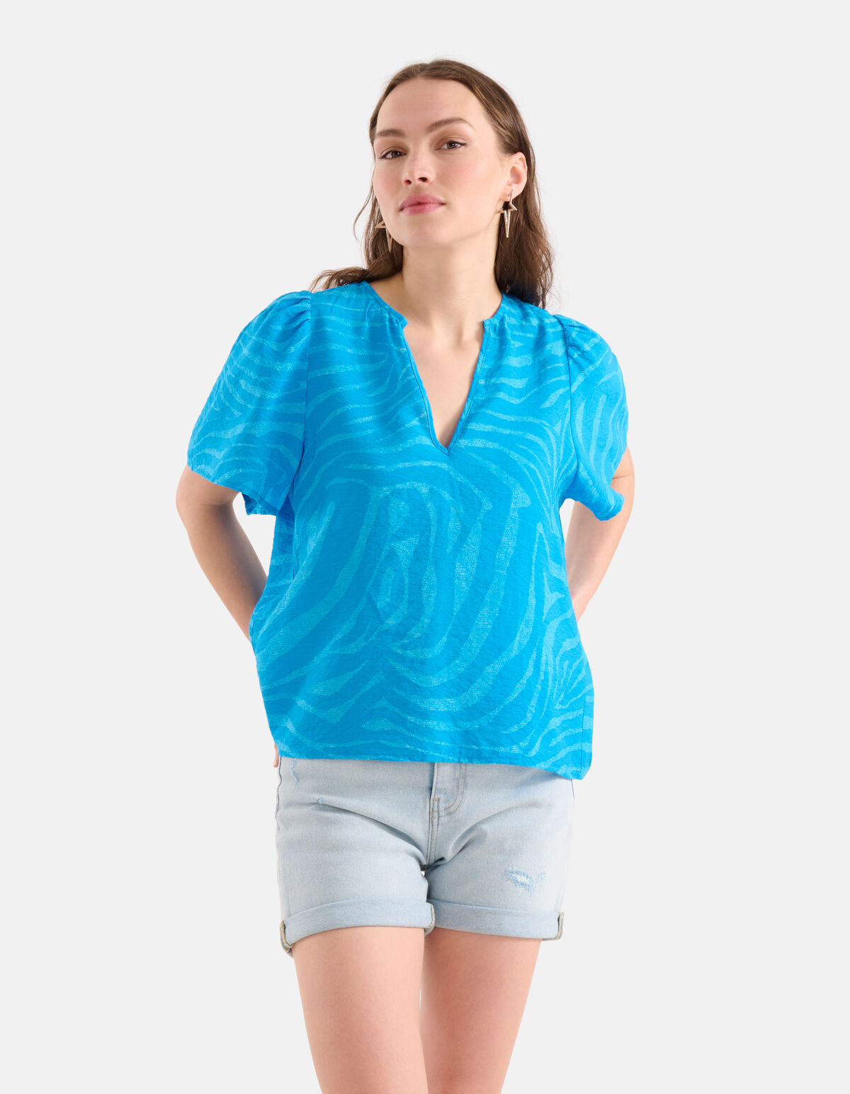 Zebra Print Top Blau SHOEBY WOMEN