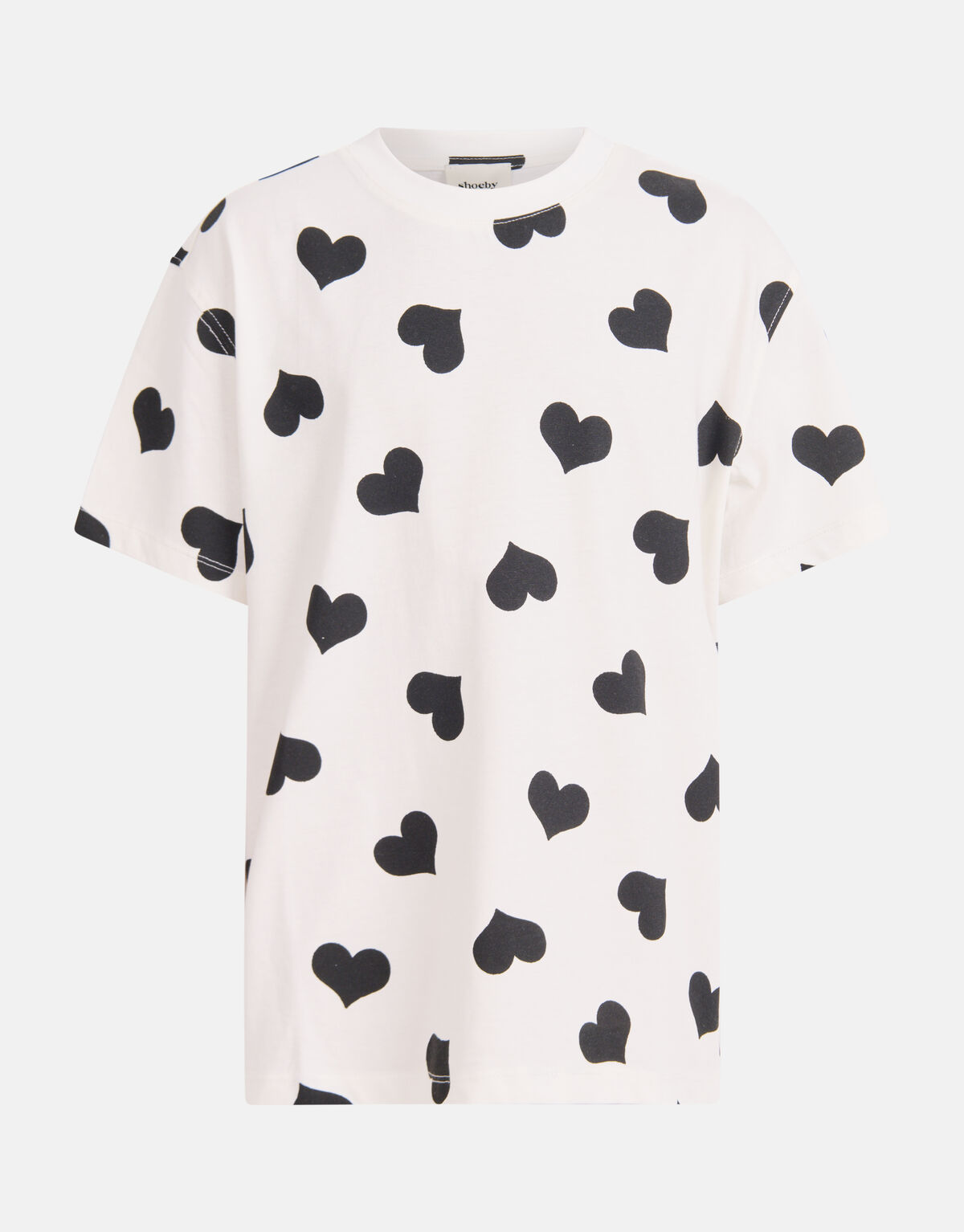 Oversized Hartjes Print T-shirt Wit SHOEBY GIRLS