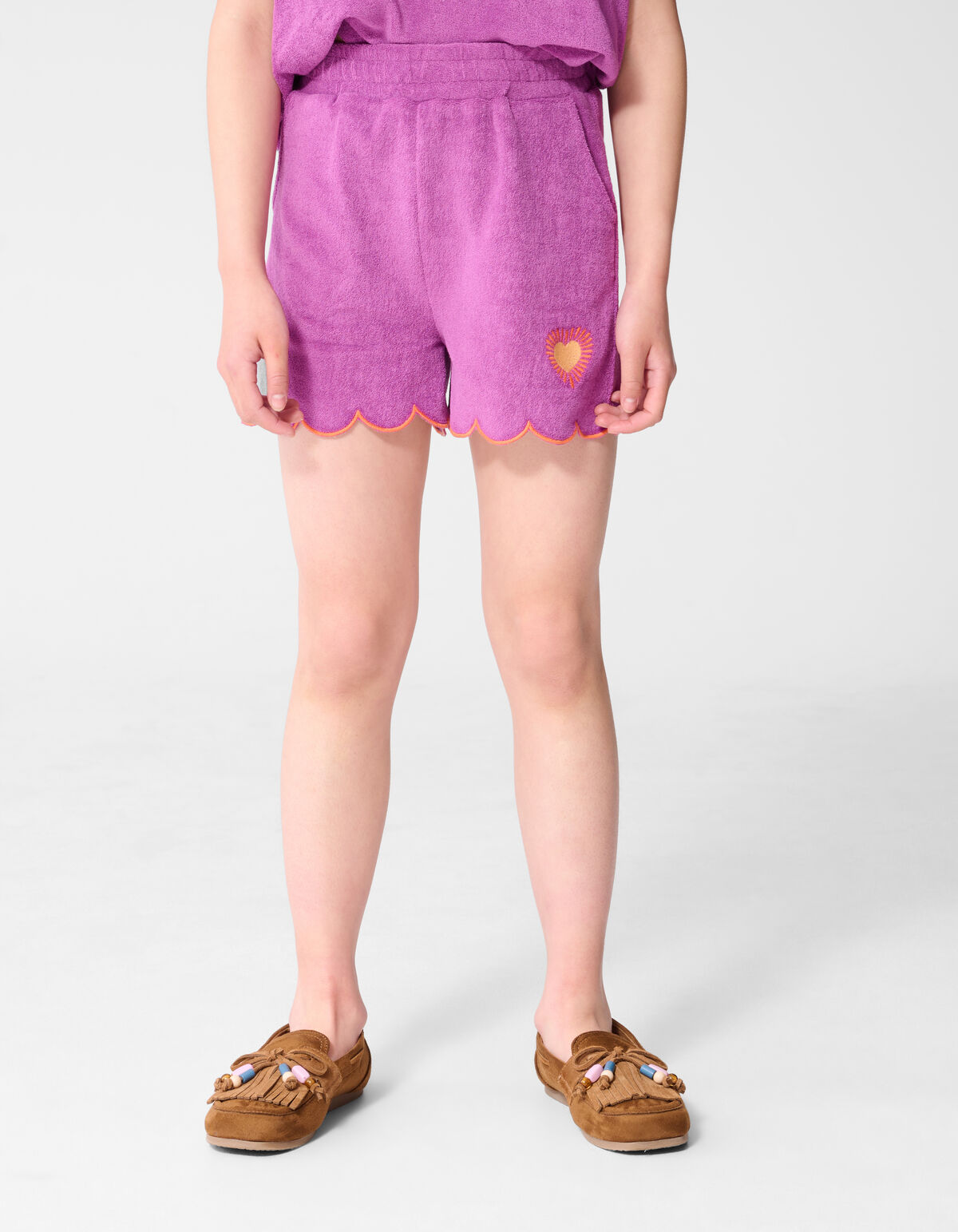 Frottee-Shorts mit Herzmotiv Lila SHOEBY GIRLS