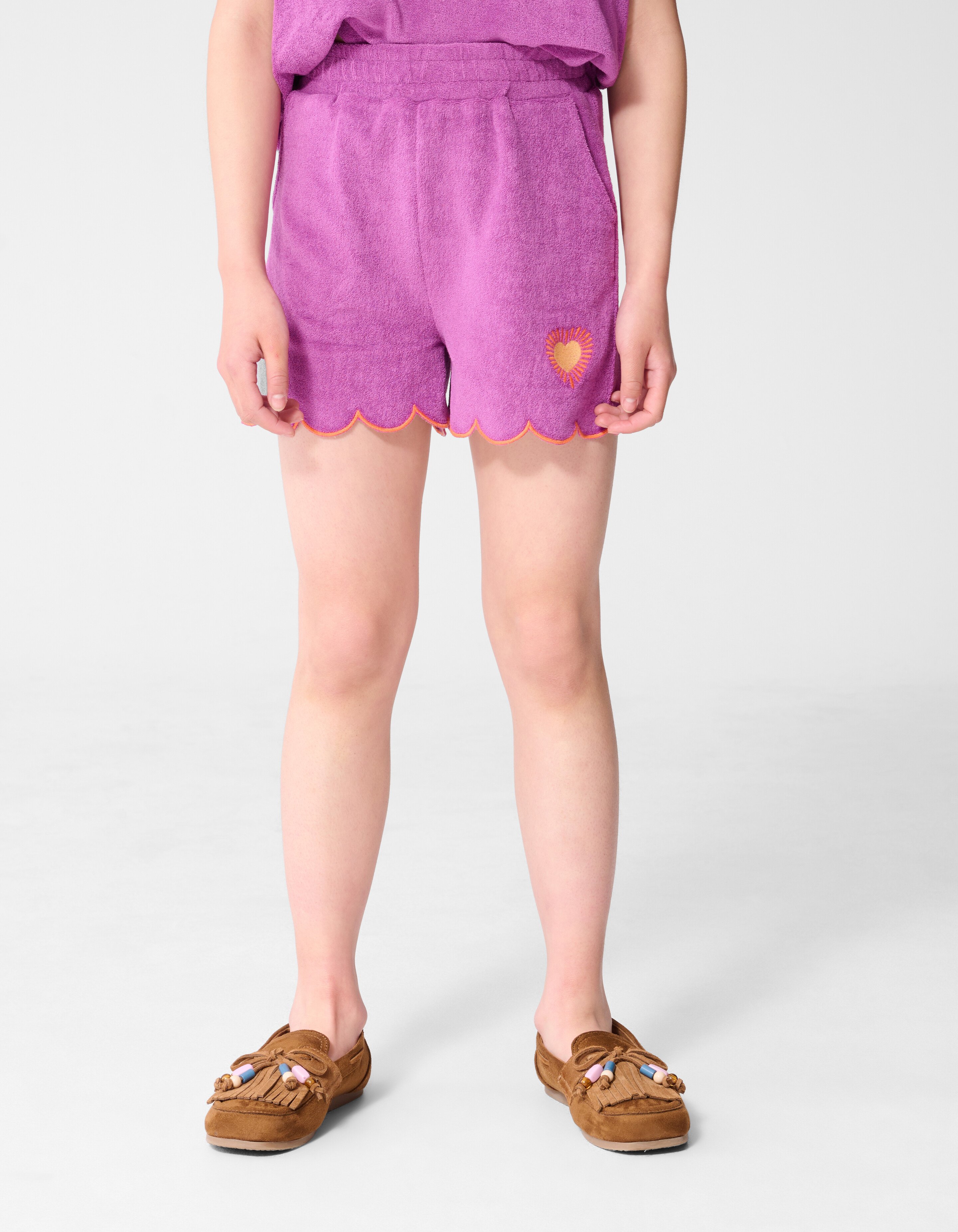 Frottee-Shorts mit Herzmotiv Lila SHOEBY GIRLS