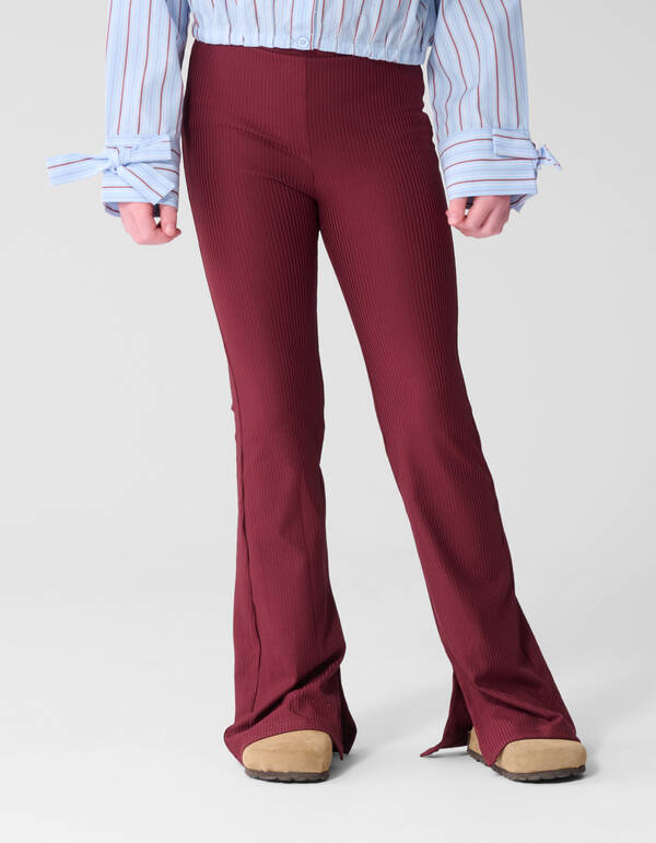 Einfarbige, gerippte Hose mit ausgestelltem Schnit SHOEBY GIRLS
