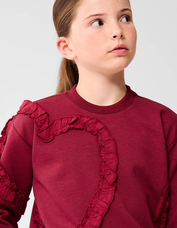 Ruffle Heart Pullover Dunkelrot SHOEBY GIRLS