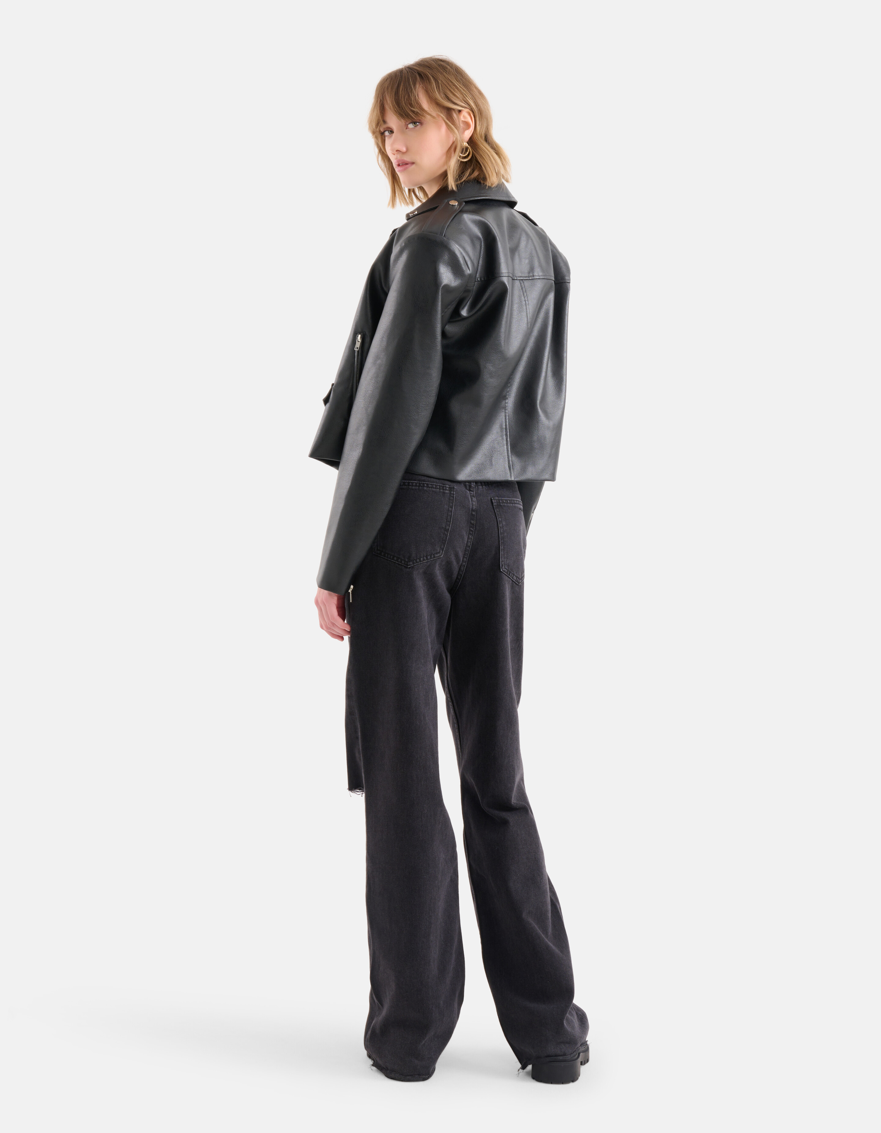 Bikerjacke aus veganem Leder Schwarz SHOEBY WOMEN