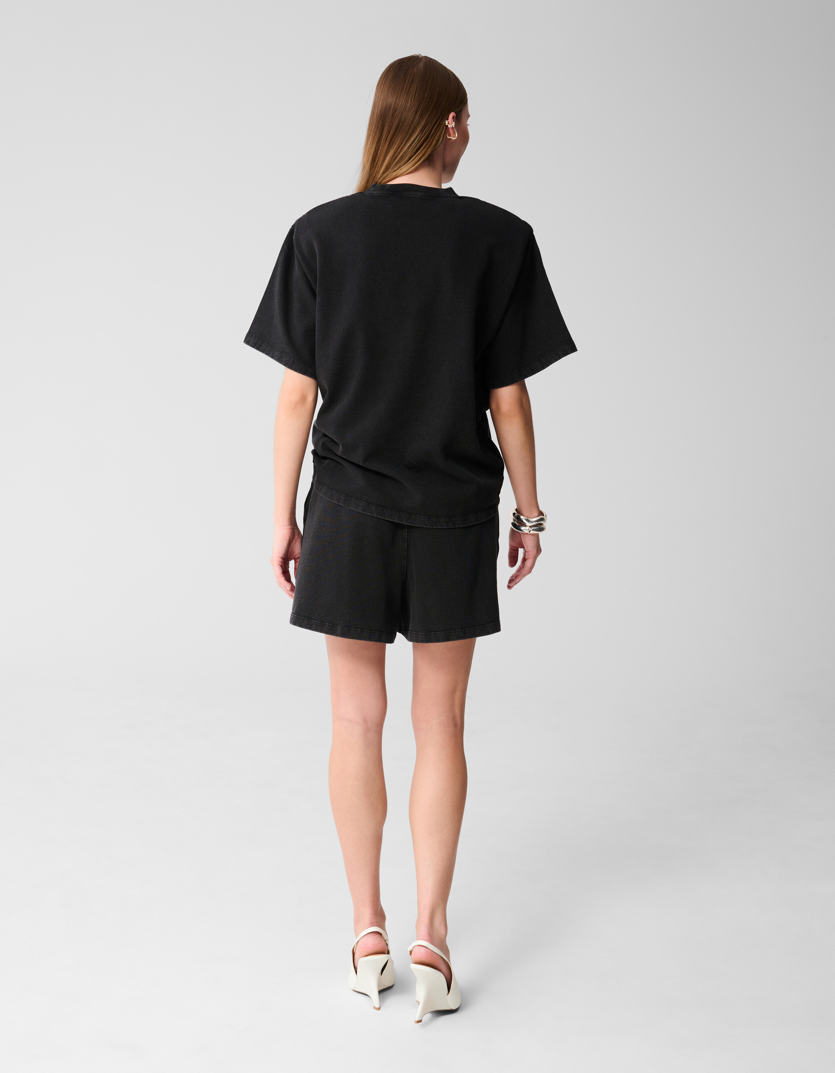 Gefüttertes gewaschenes Sweat-T-Shirt Donkergrijs SHOEBY WOMEN