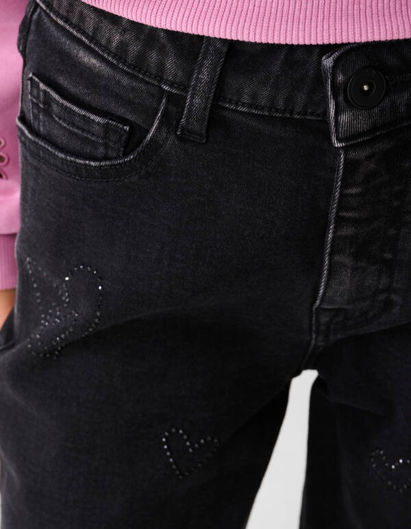 Shiny Heart Gerade Passform Jeans Schwarz SHOEBY GIRLS