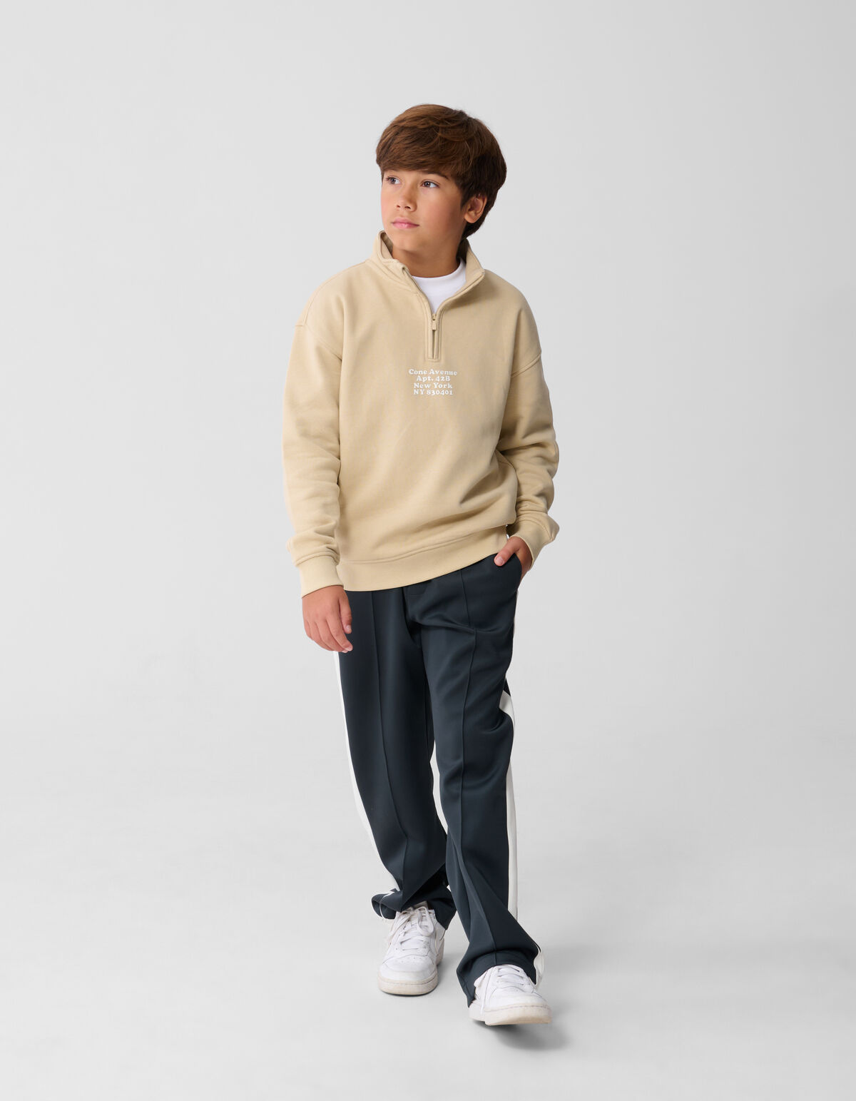 Halb-Reißverschluss-Pullover Beige SHOEBY BOYS