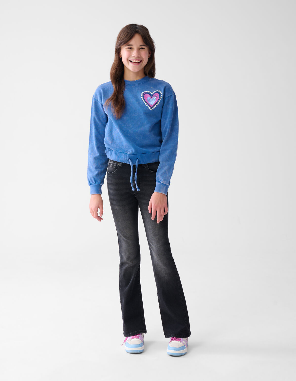 Heart Washed Pullover Blauw SHOEBY GIRLS