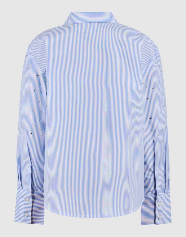 Gestreifte Strass Bluse Himmelblau SHOEBY GIRLS