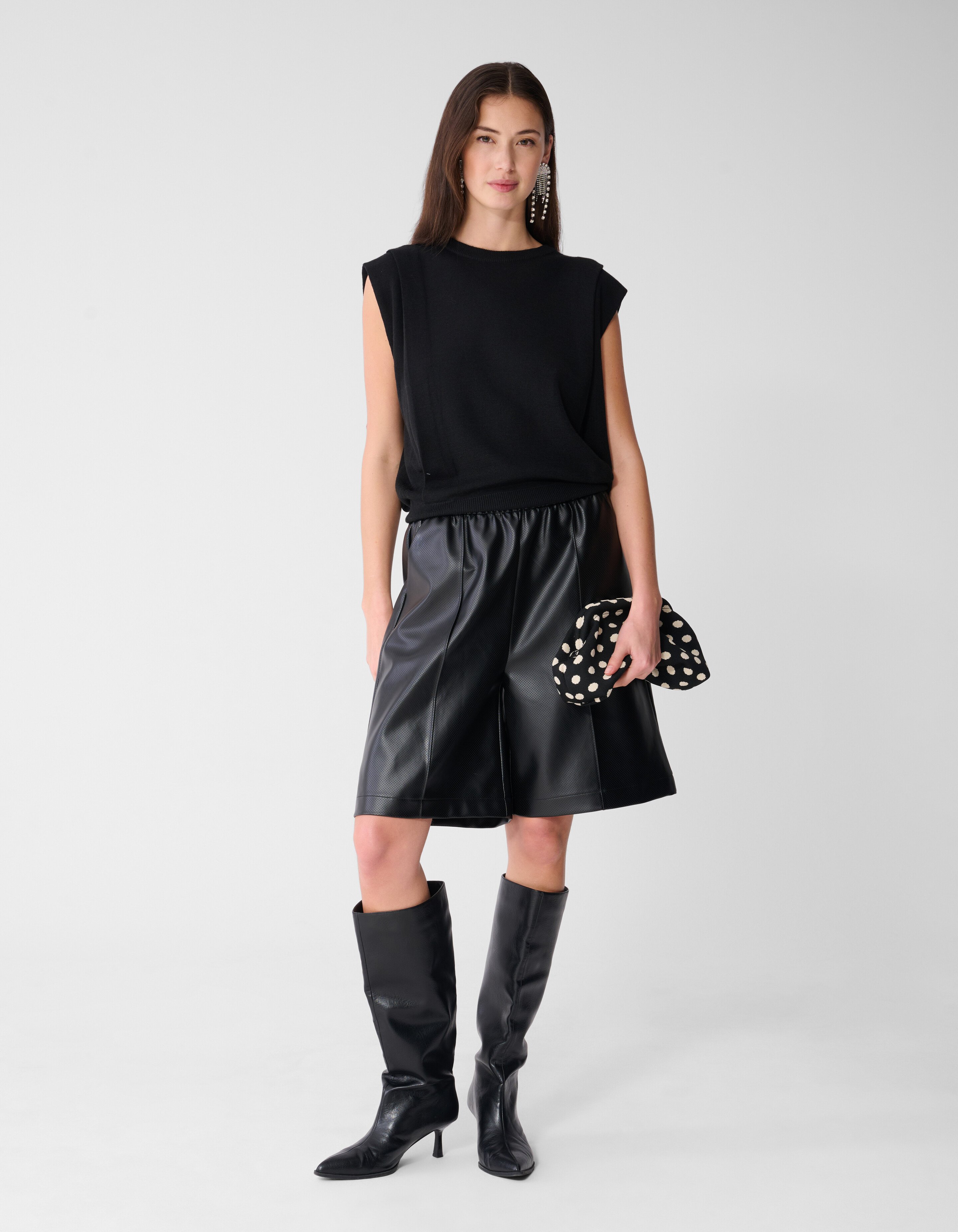 Plissiertes Oberteil mit Schulterpolstern Schwarz SHOEBY WOMEN