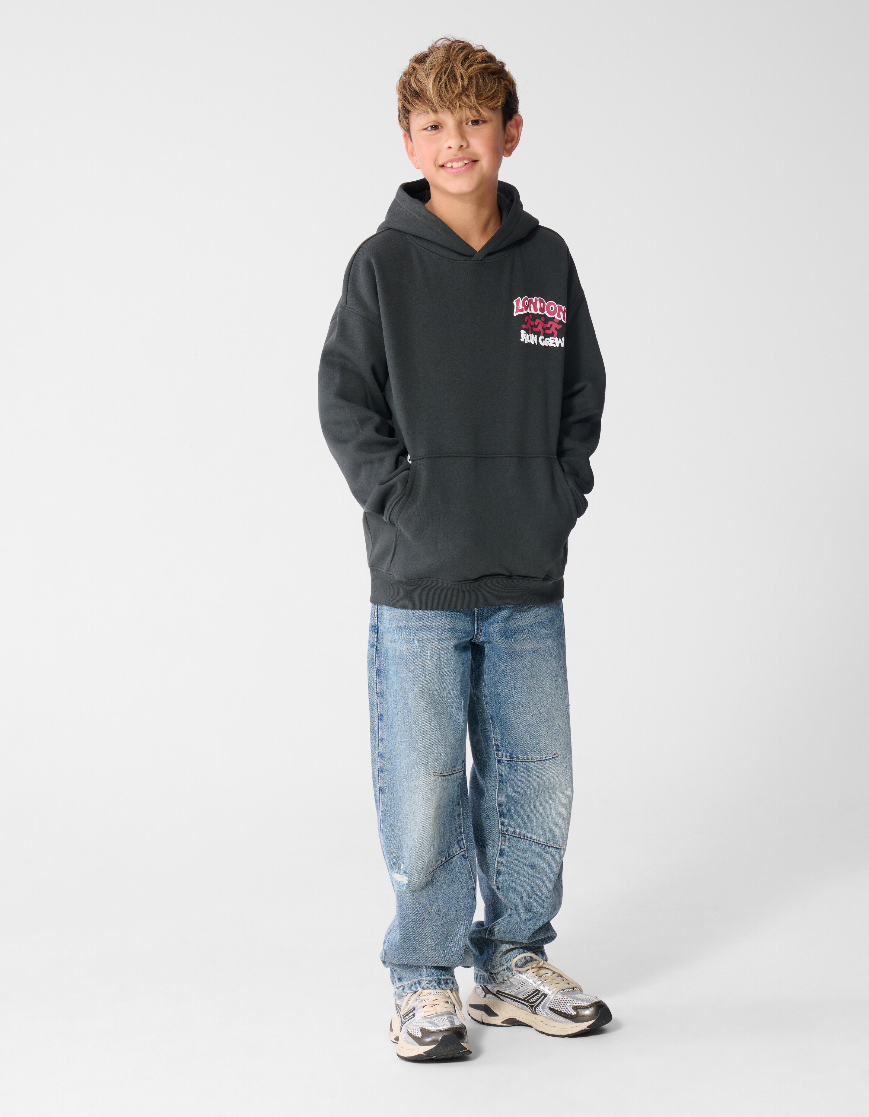 Oversized Run Hoodie Dunkelgrau SHOEBY BOYS