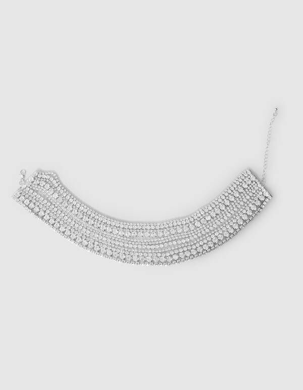 Wasserfall Strass-Chokerkette Silber SHOEBY ACCESSOIRES