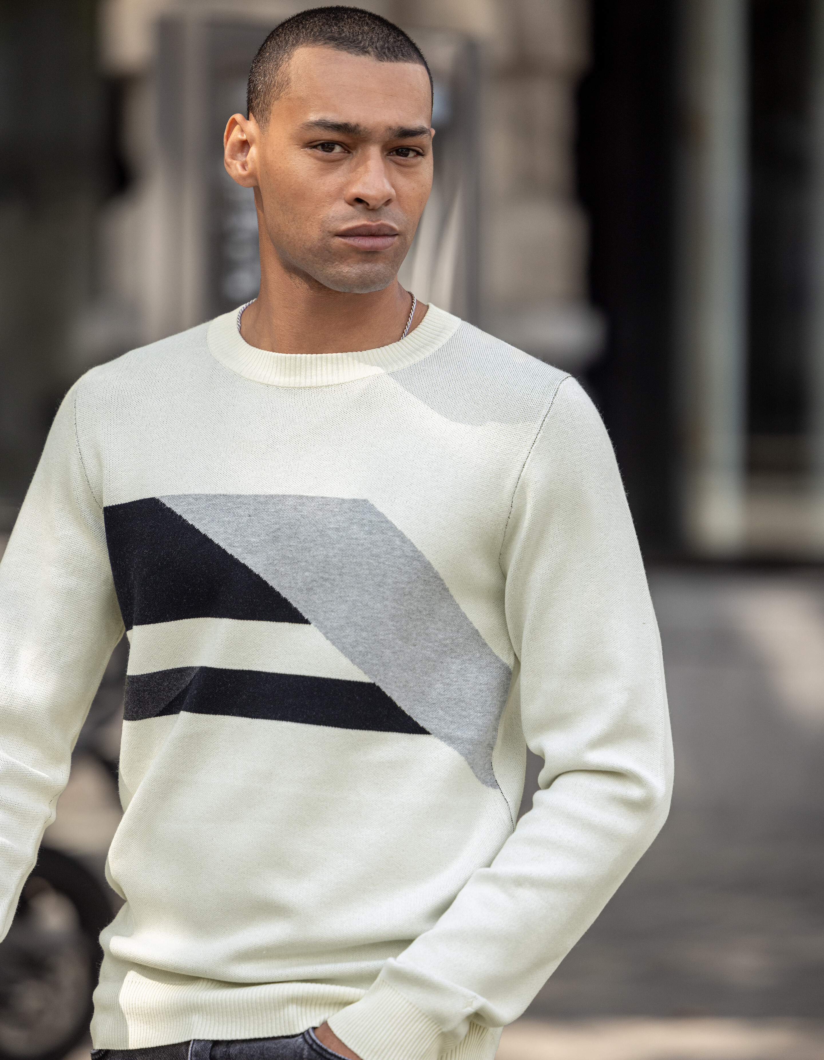 Grafik-Jacquard-Pullover Off White SHOEBY MEN