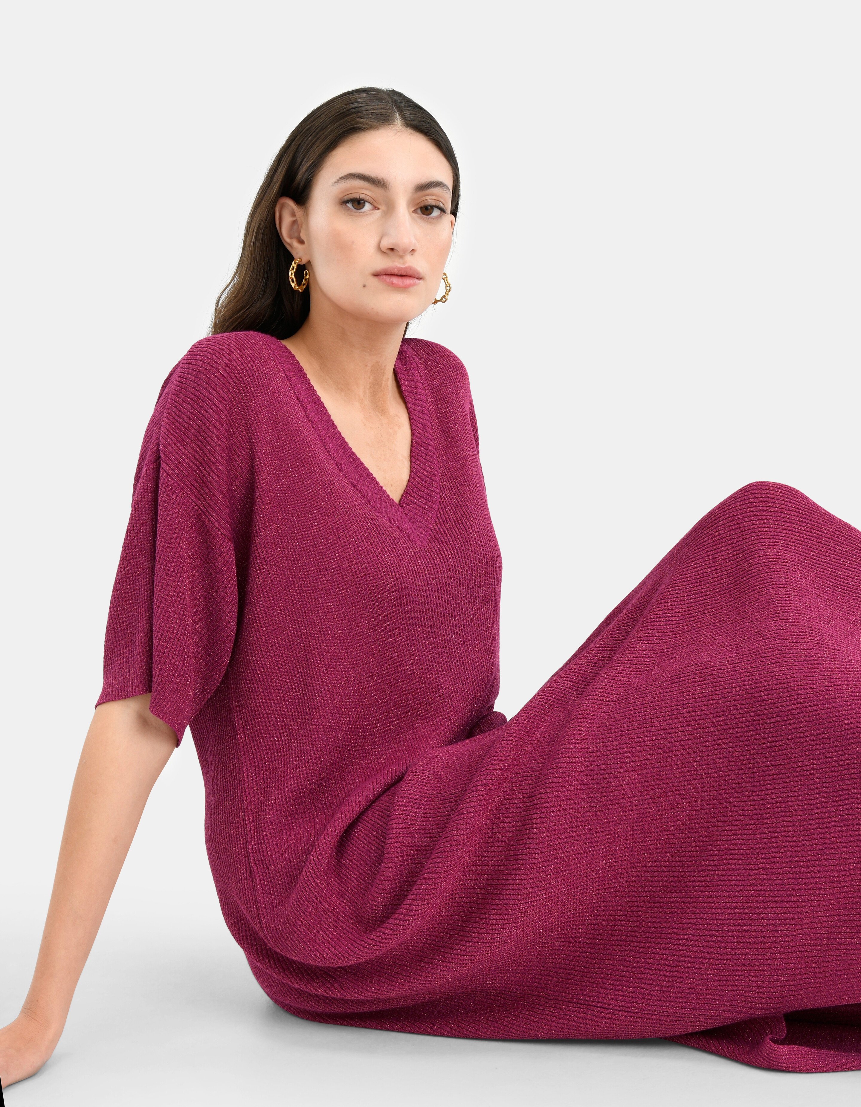Glitzer V-Ausschnitt Kleid EKSEPT