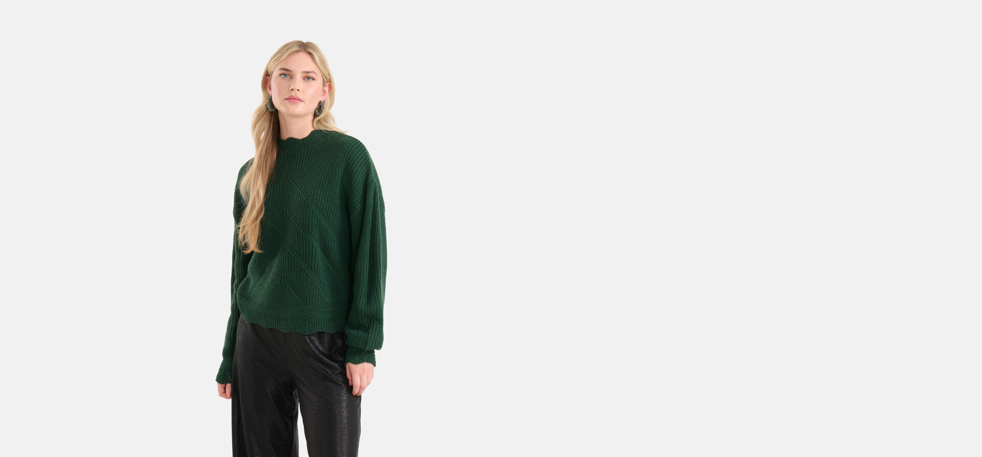 Kabelpullover dunkelgrün SHOEBY WOMEN