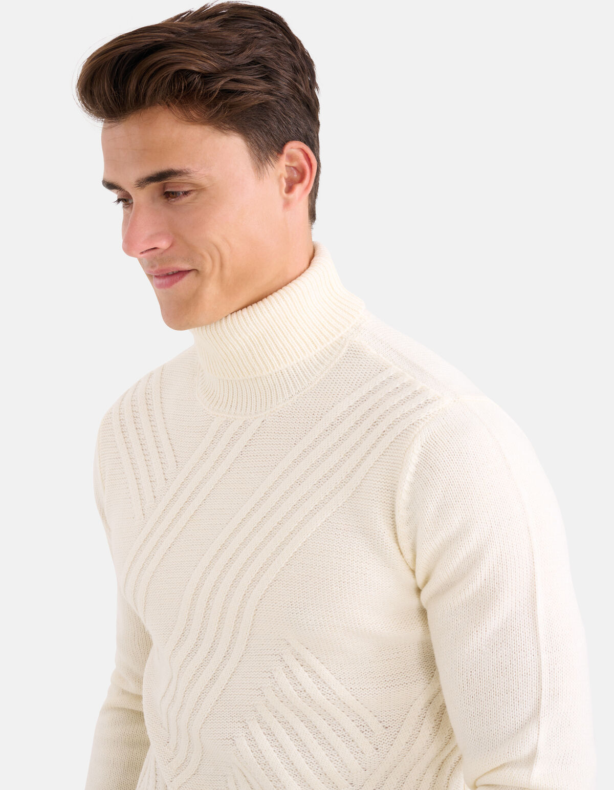 Diagonaler Kabelpullover Off White SHOEBY MEN