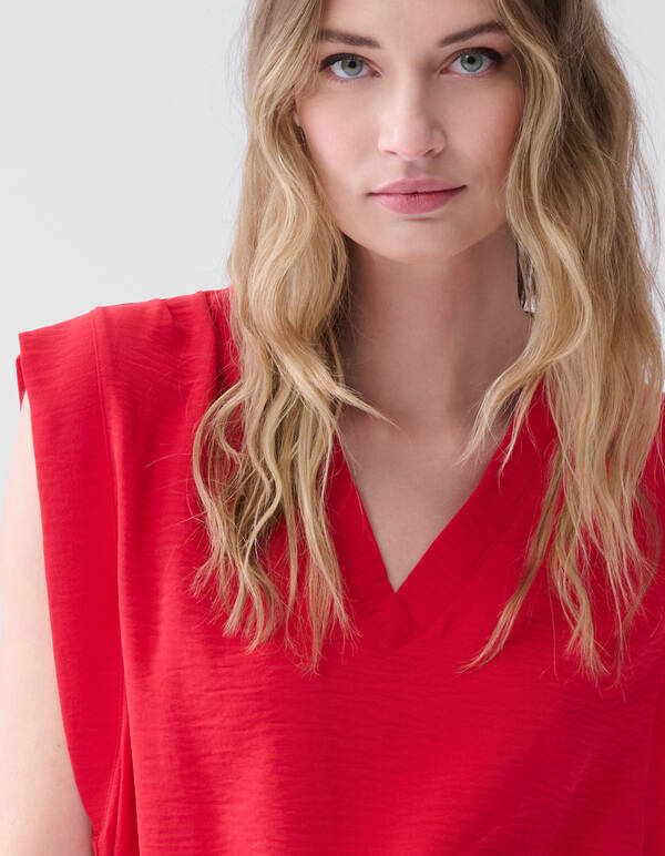 V-Ausschnitt Top Rot SHOEBY WOMEN
