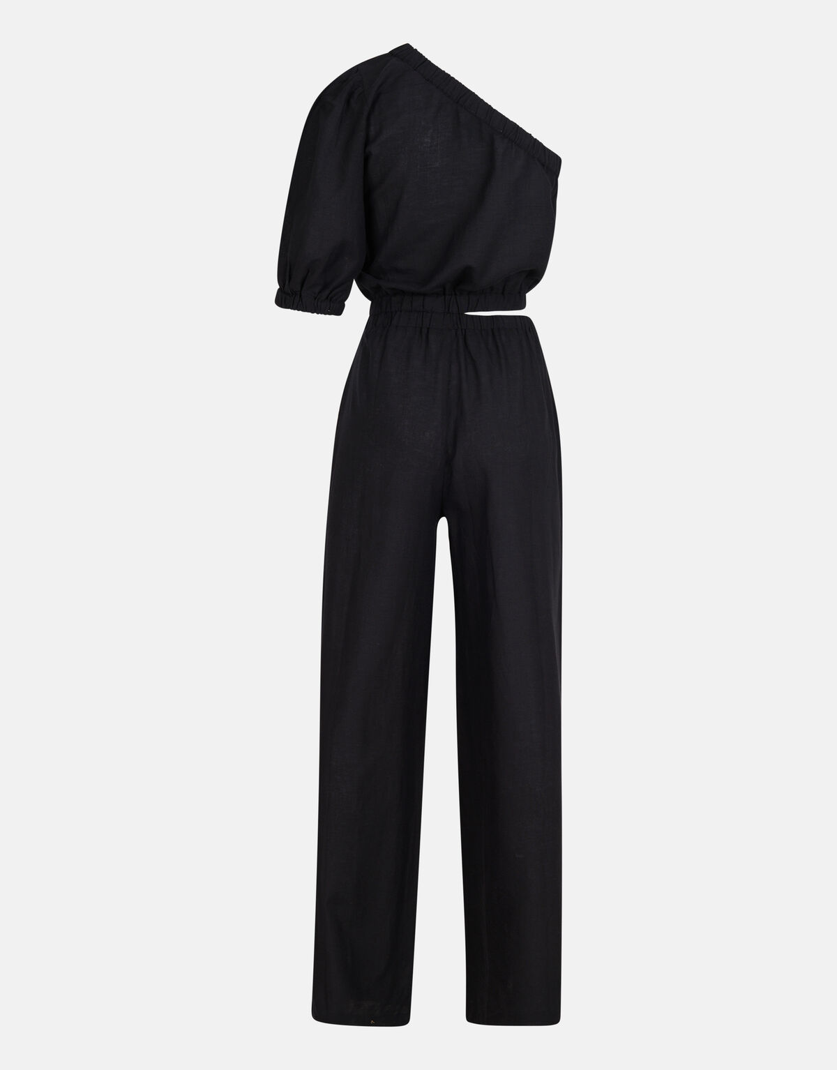 Linnen One Shoulder Jumpsuit Zwart SHOEBY WOMEN