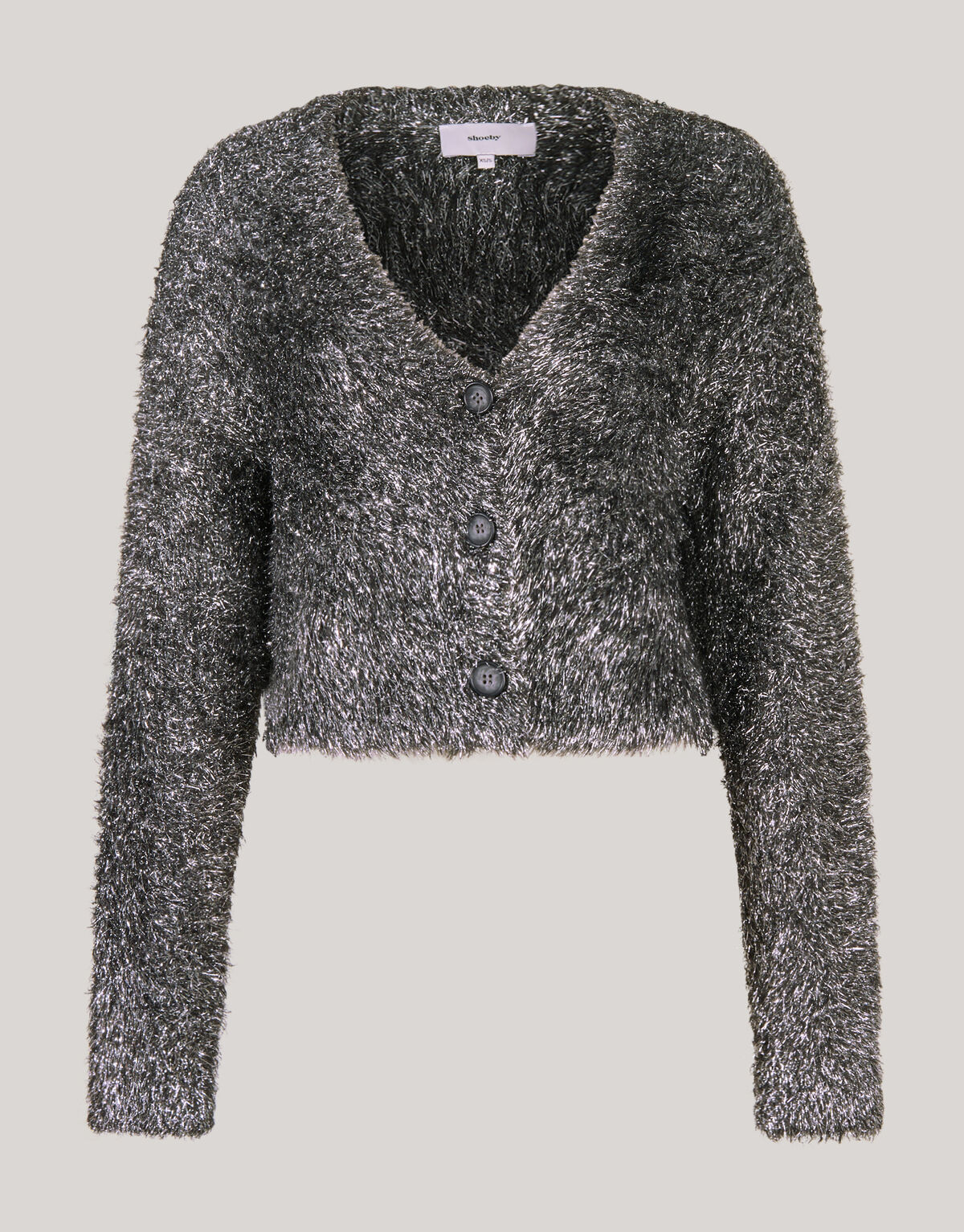 Flauschige Strickjacke Silber SHOEBY WOMEN