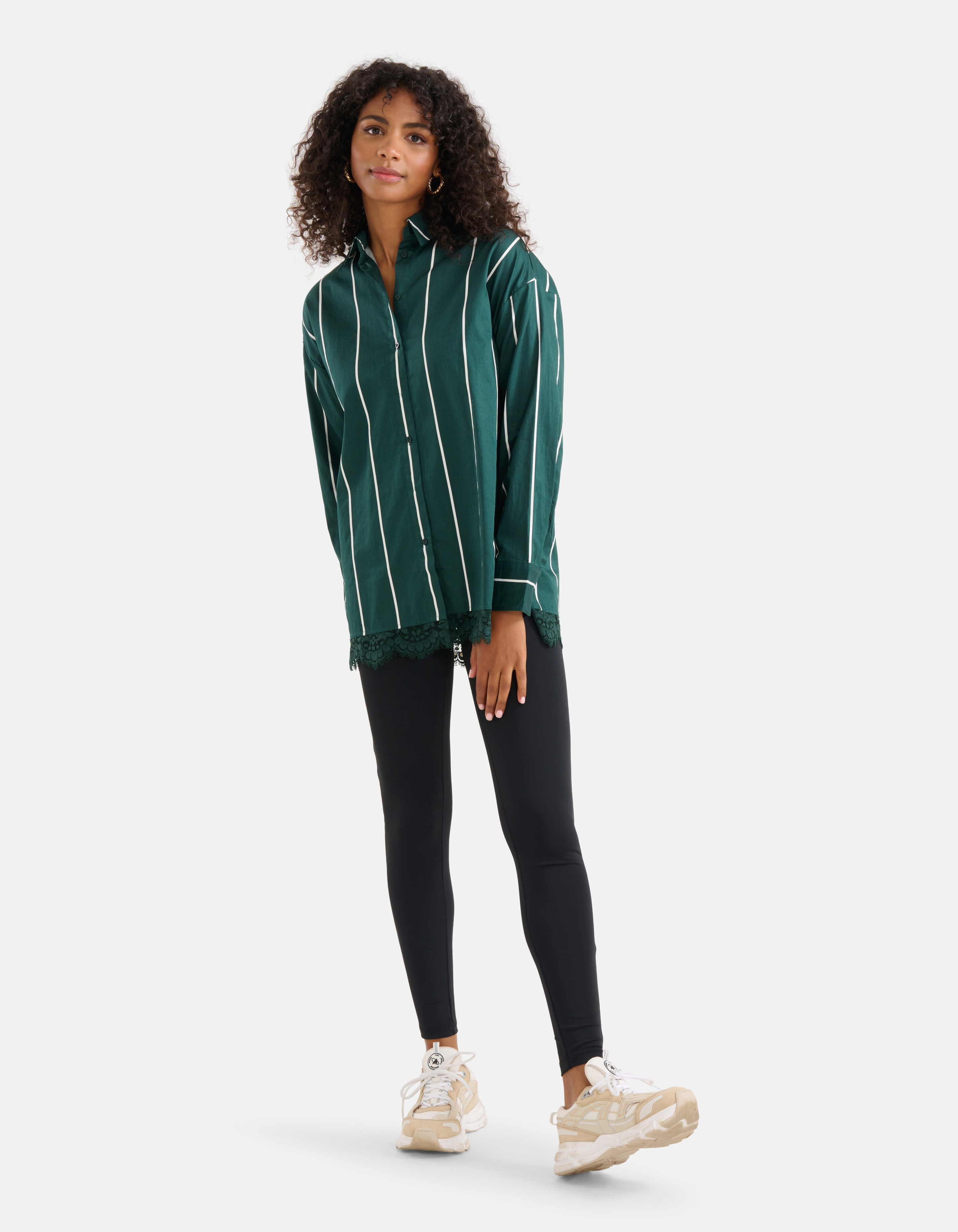 Bluse mit Nadelstreifen aus Spitze Dunkelgrün SHOEBY WOMEN