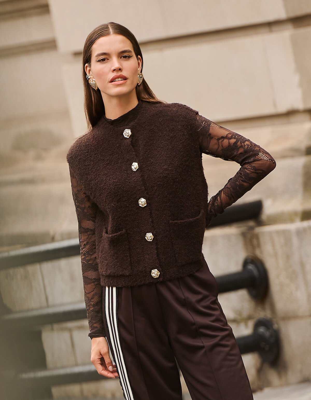 Teddy Strickweste Braun SHOEBY WOMEN