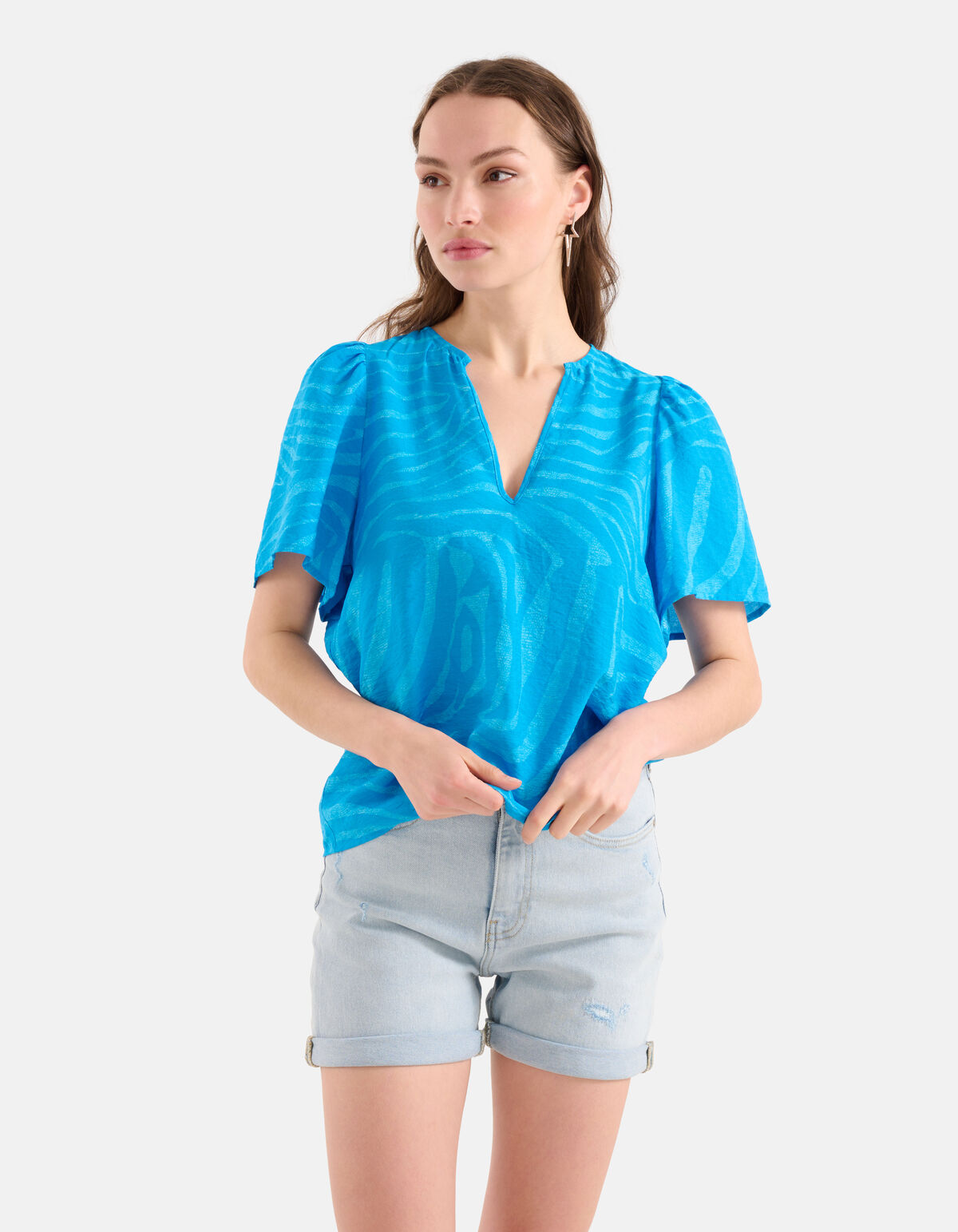 Zebra Print Top Blau SHOEBY WOMEN