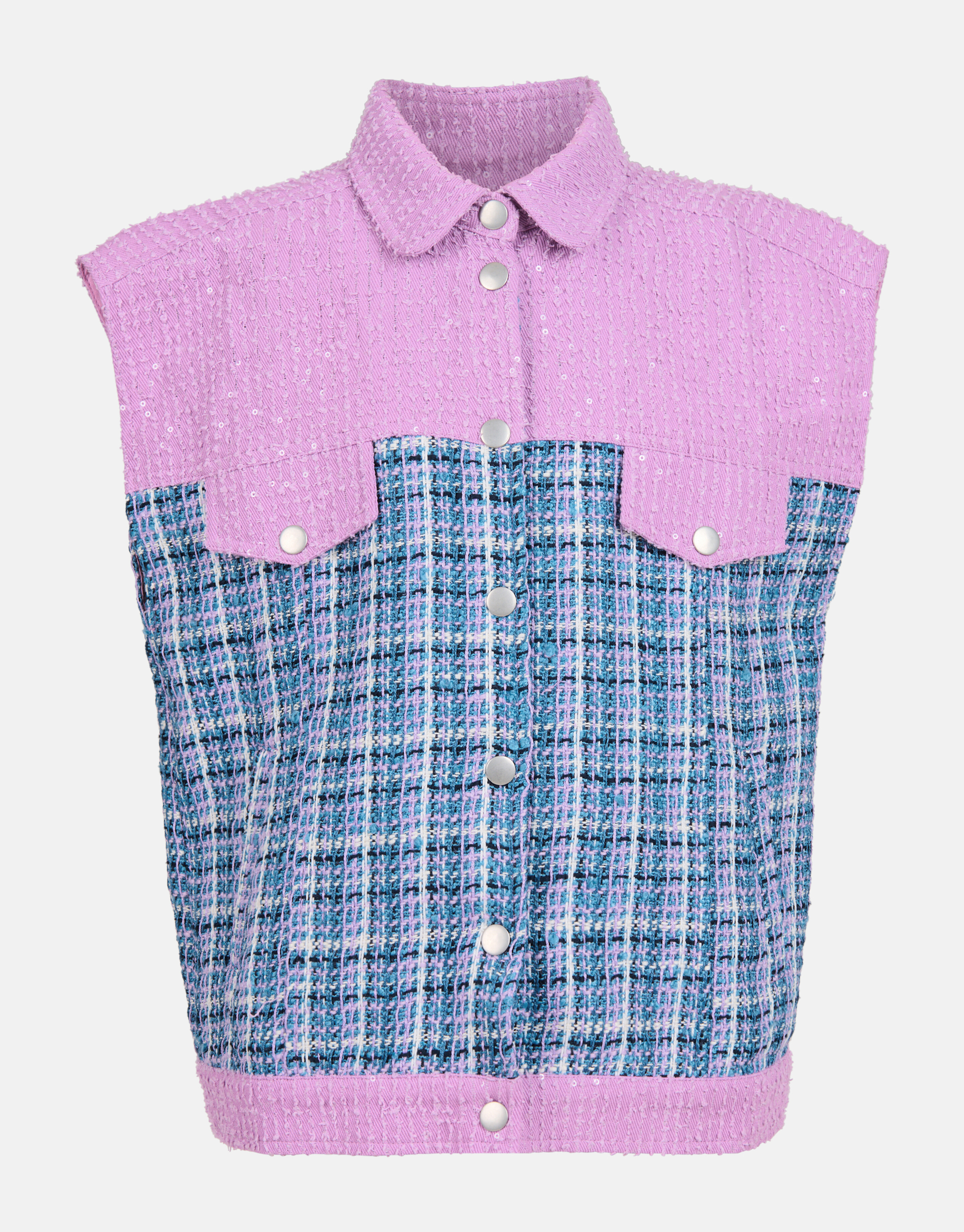 Mixed Tweed Gilet Lila/Blauw SHOEBY GIRLS