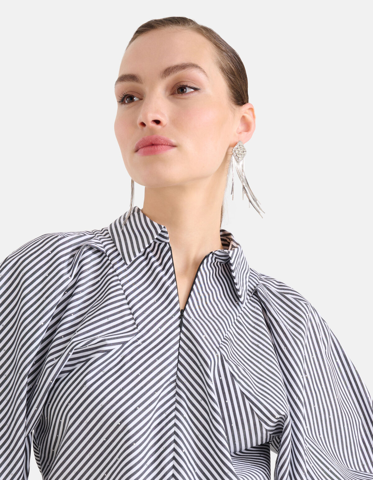 Popeline Strass-Bluse Schwarz/Weiß SHOEBY WOMEN