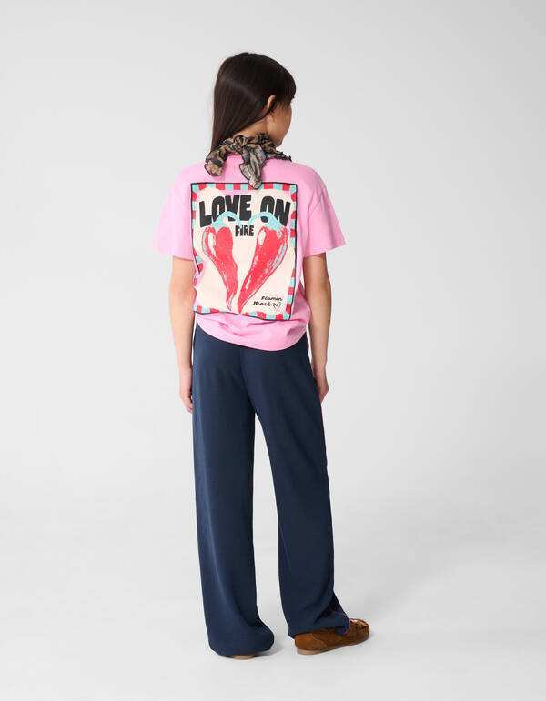 Flamin Heart Artwork T-Shirt Rosa SHOEBY GIRLS