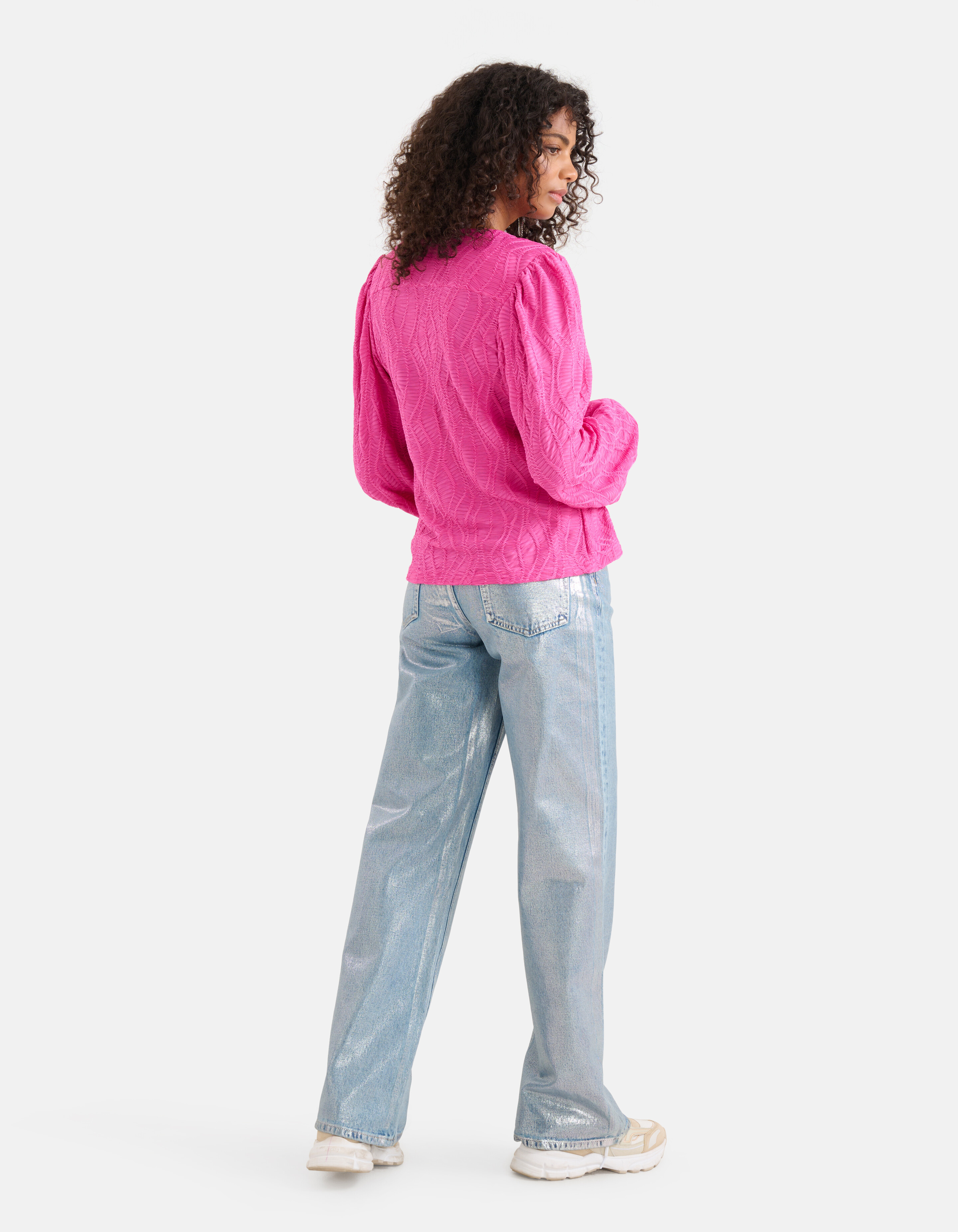 Texturiertes Top mit V-Ausschnitt Rosa SHOEBY WOMEN