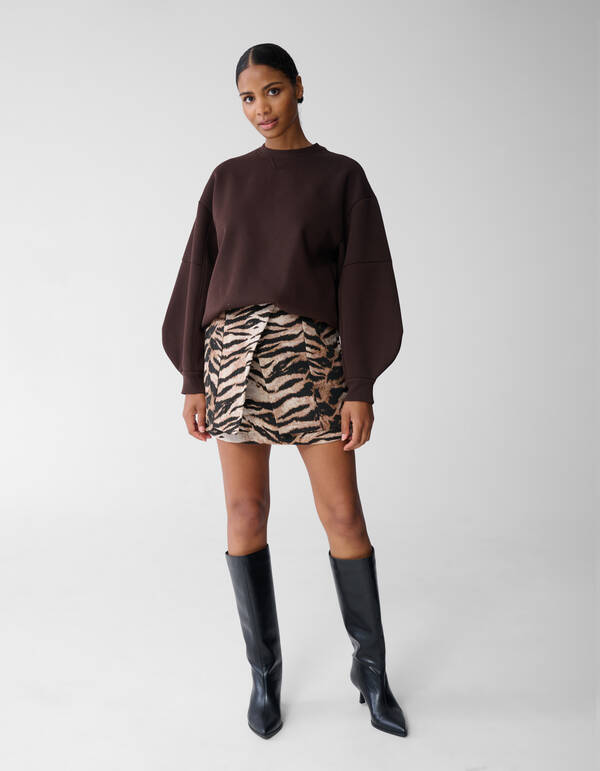 Jacquard Tiger Minirock Hellbraun SHOEBY WOMEN