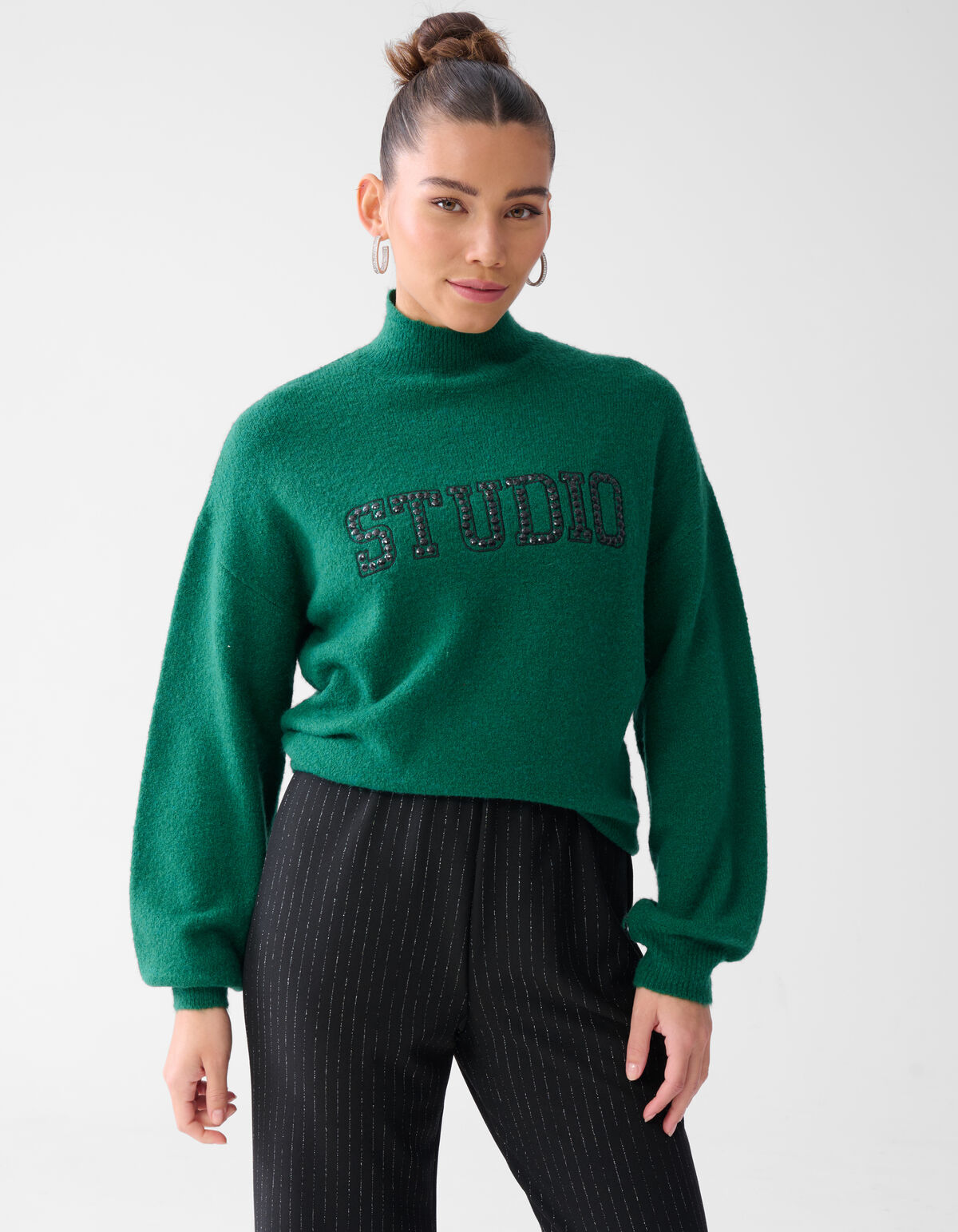 Studio Strass Pullover Dunkelgrün SHOEBY WOMEN