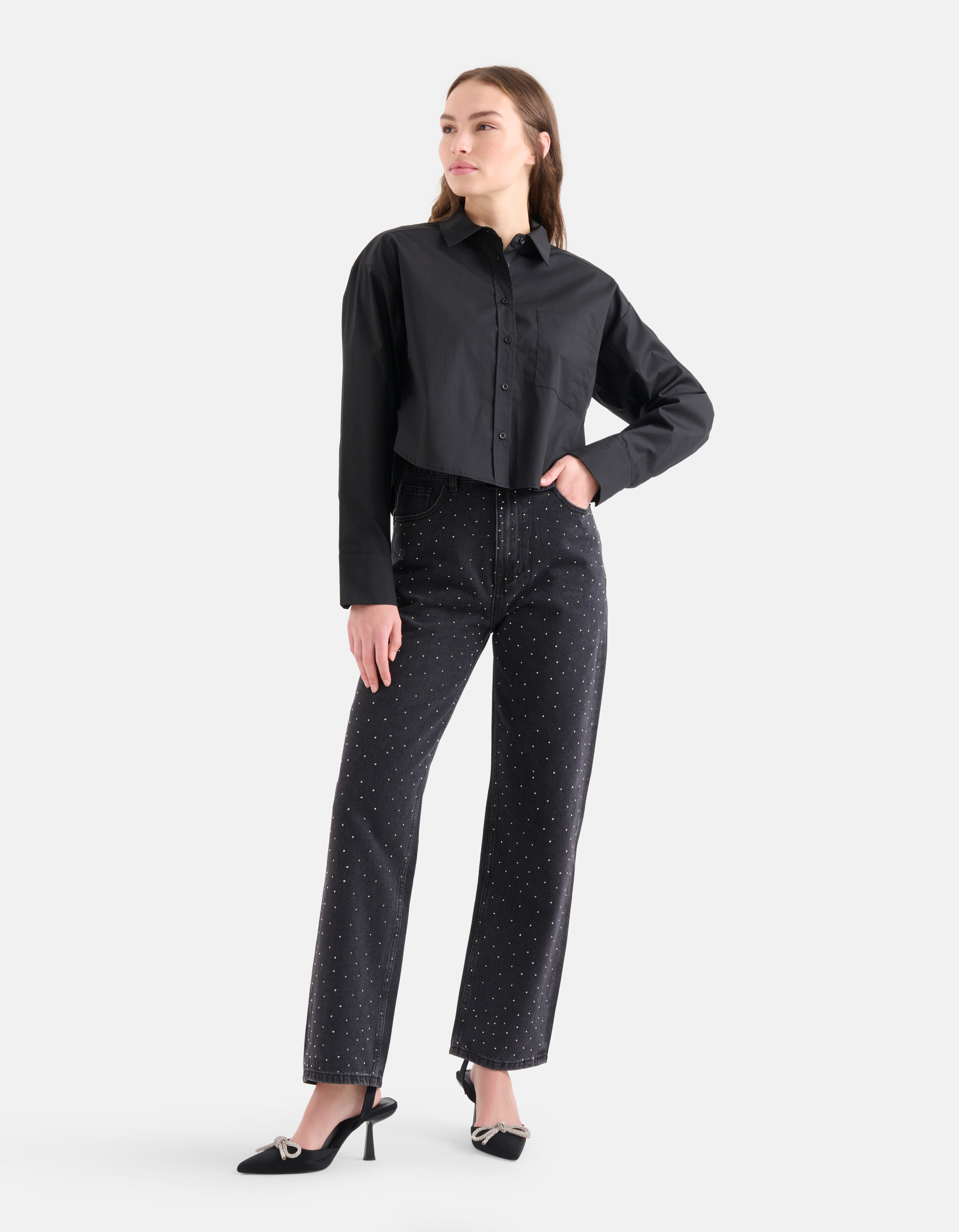 Gekürzte Bluse Schwarz SHOEBY WOMEN
