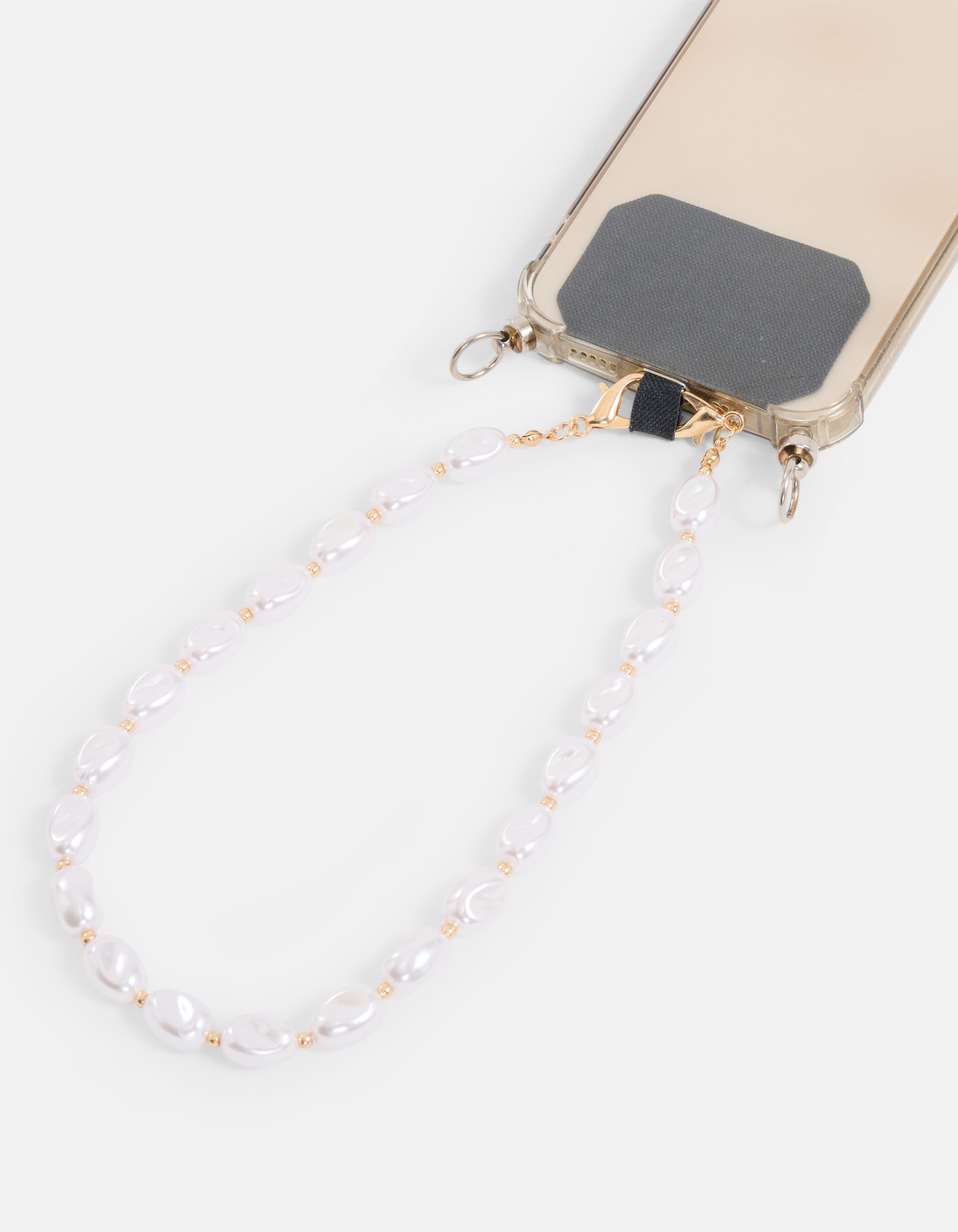 Kurzes Perlentelefonkabel Weiß SHOEBY ACCESSOIRES